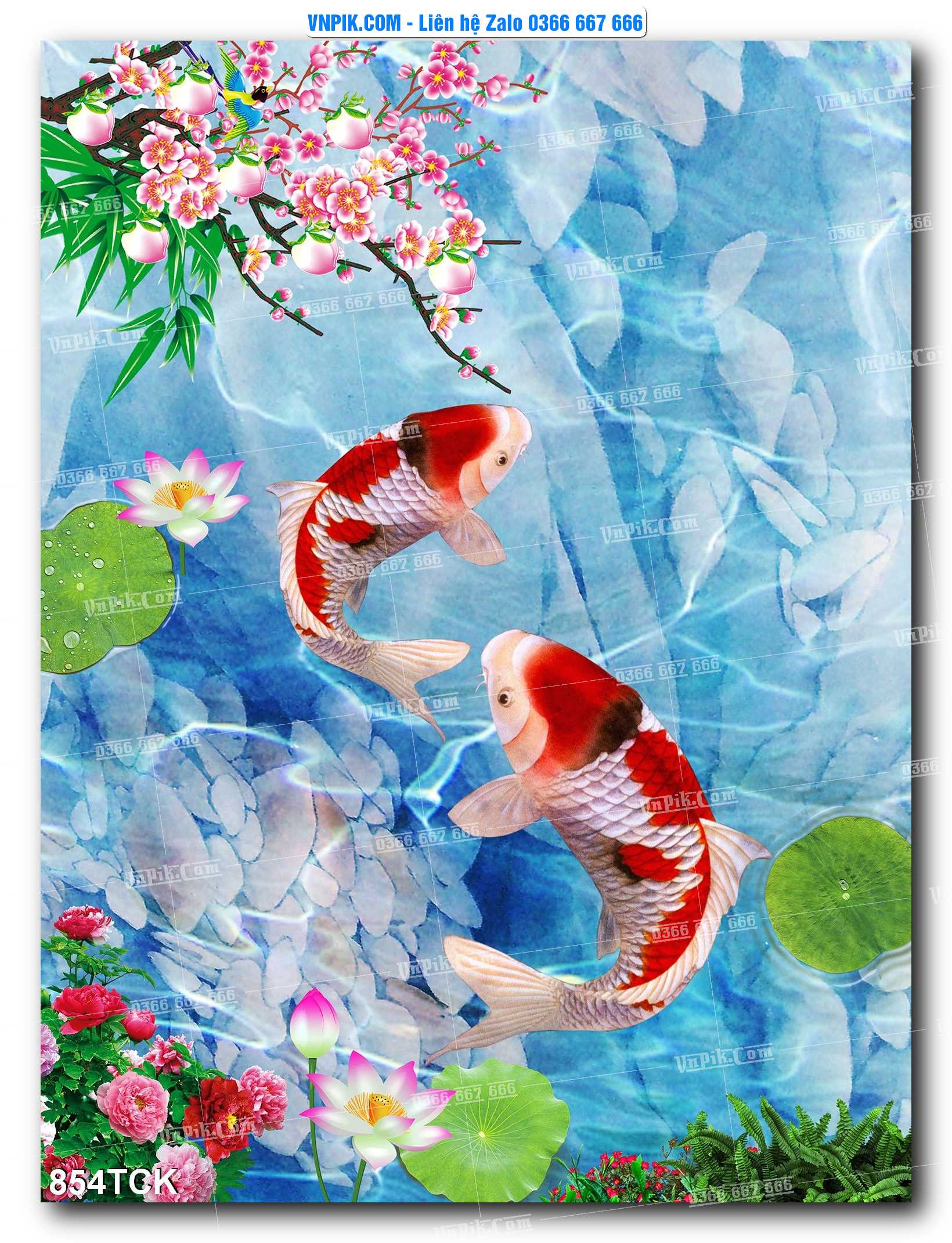 Tranh Hoa Sen – Cá Koi – Cá Chép 854TCK