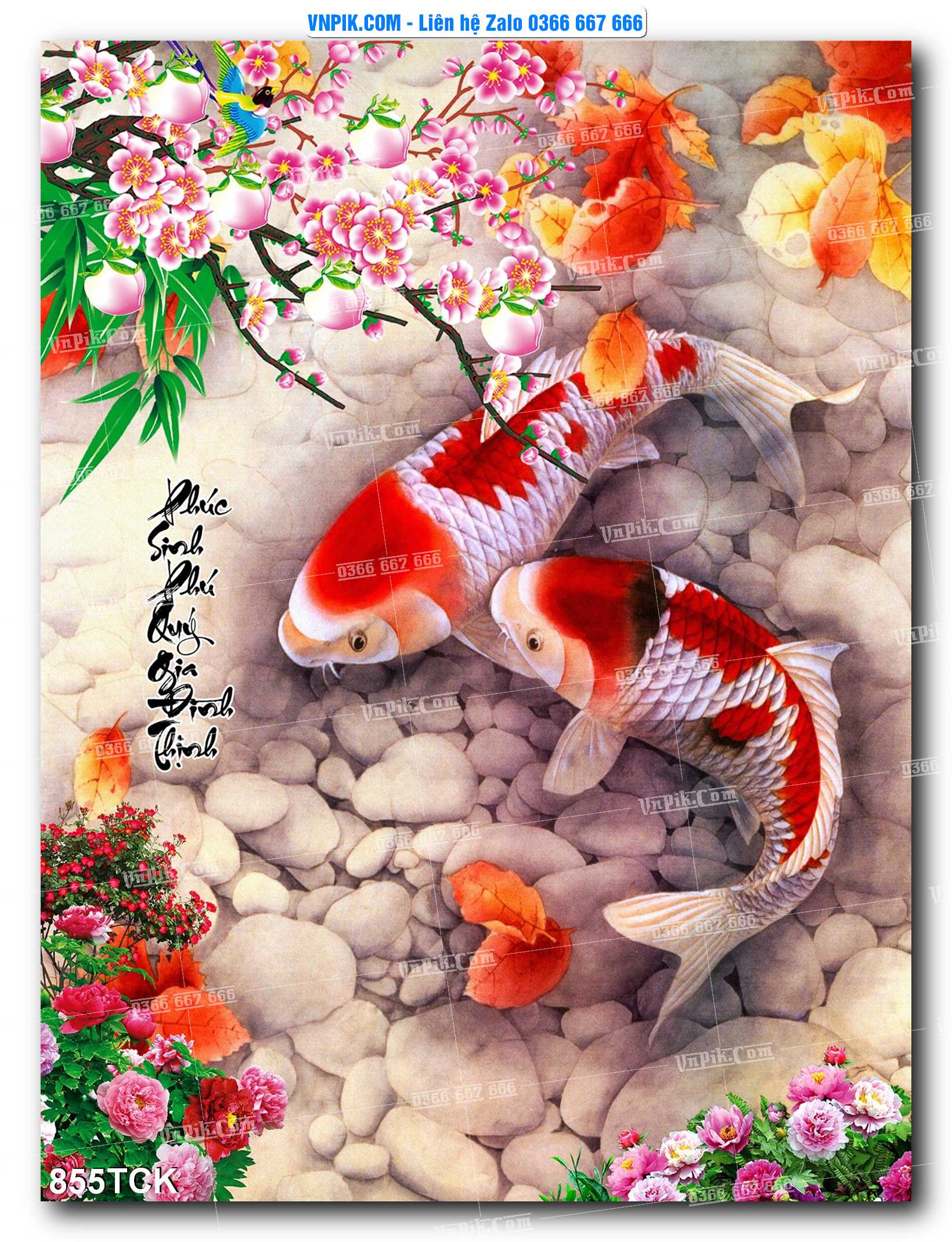 Tranh Hoa Sen – Cá Koi – Cá Chép 855TCK