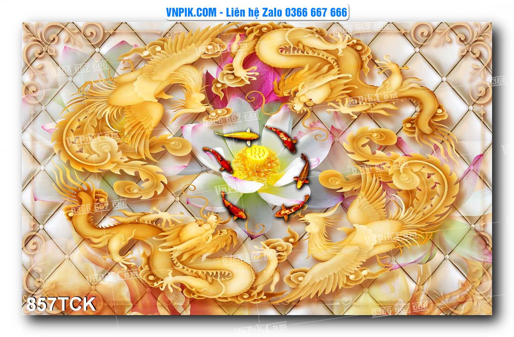 Tranh Hoa Sen – Cá Koi – Cá Chép 857TCK