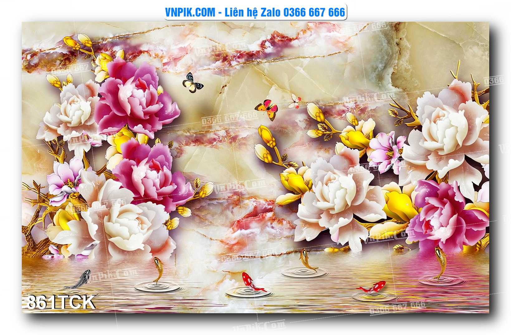 Tranh Hoa Sen – Cá Koi – Cá Chép 861TCK