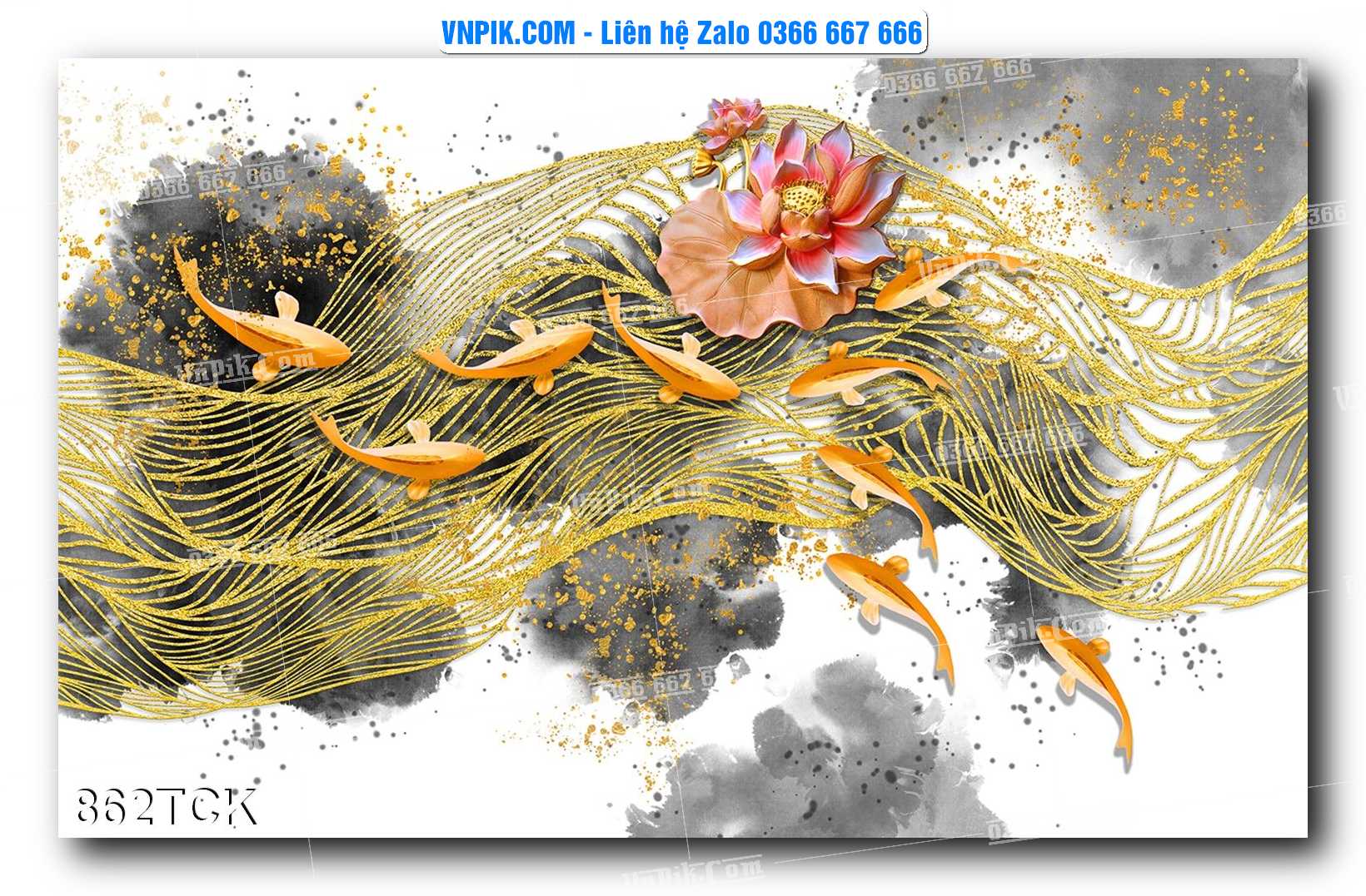 Tranh Hoa Sen – Cá Koi – Cá Chép 862TCK