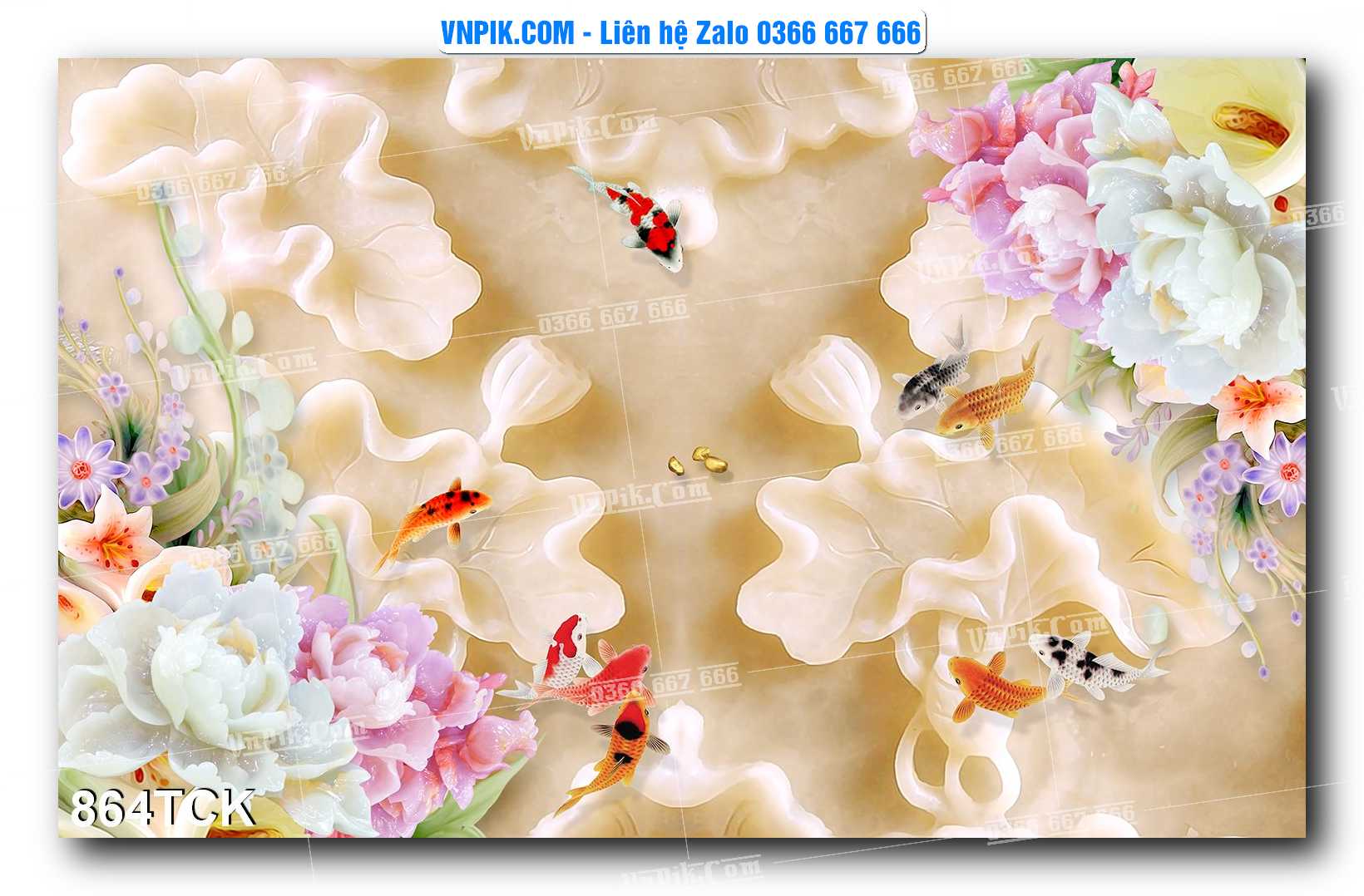 Tranh Hoa Sen – Cá Koi – Cá Chép 864TCK