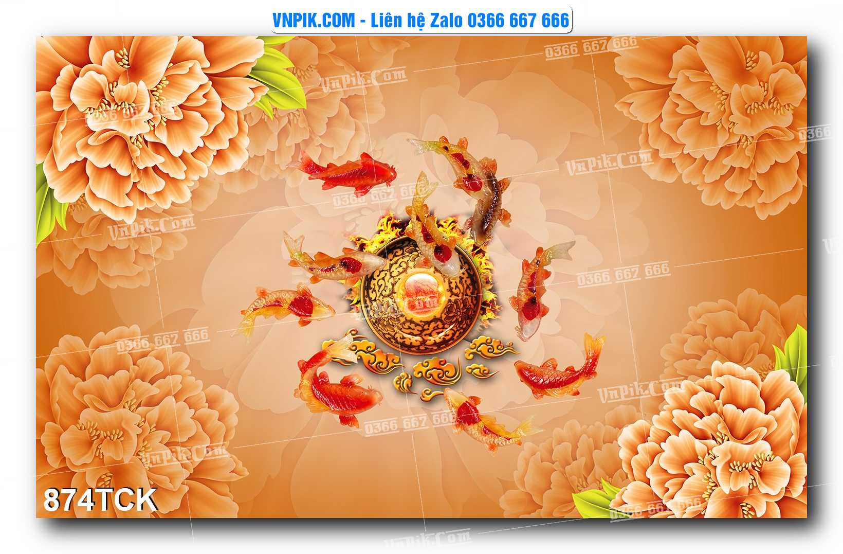 Tranh Hoa Sen – Cá Koi – Cá Chép 874TCK