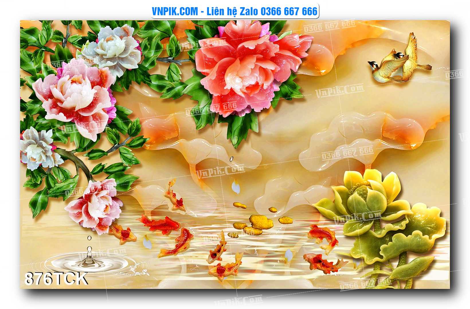 Tranh Hoa Sen – Cá Koi – Cá Chép 876TCK