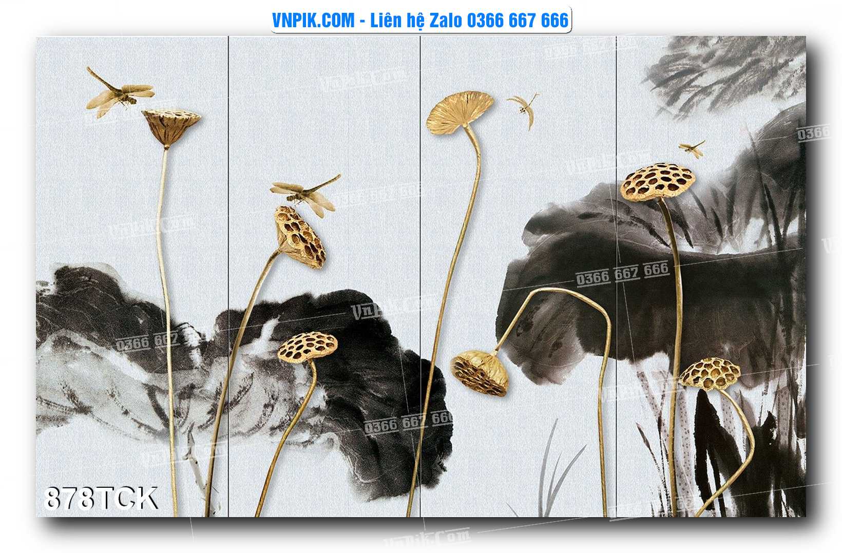 Tranh Hoa Sen – Cá Koi – Cá Chép 878TCK