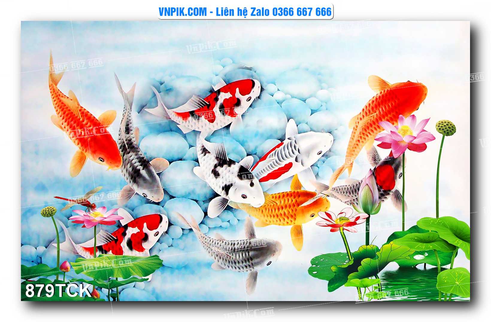 Tranh Hoa Sen – Cá Koi – Cá Chép 879TCK