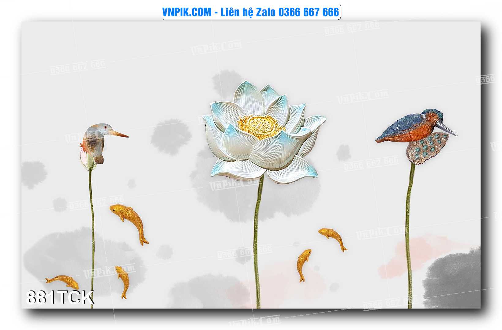 Tranh Hoa Sen – Cá Koi – Cá Chép 881TCK