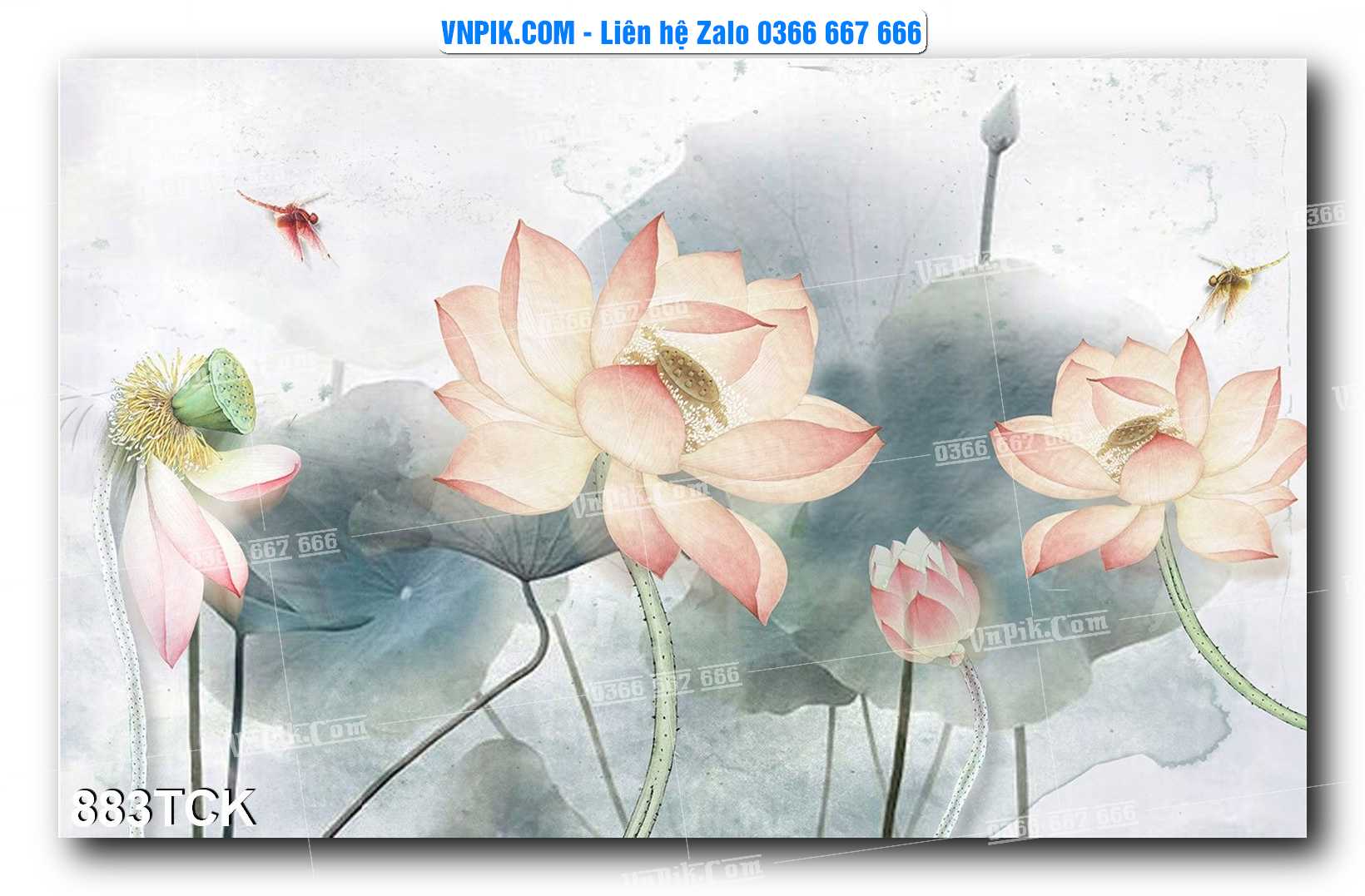 Tranh Hoa Sen – Cá Koi – Cá Chép 883TCK