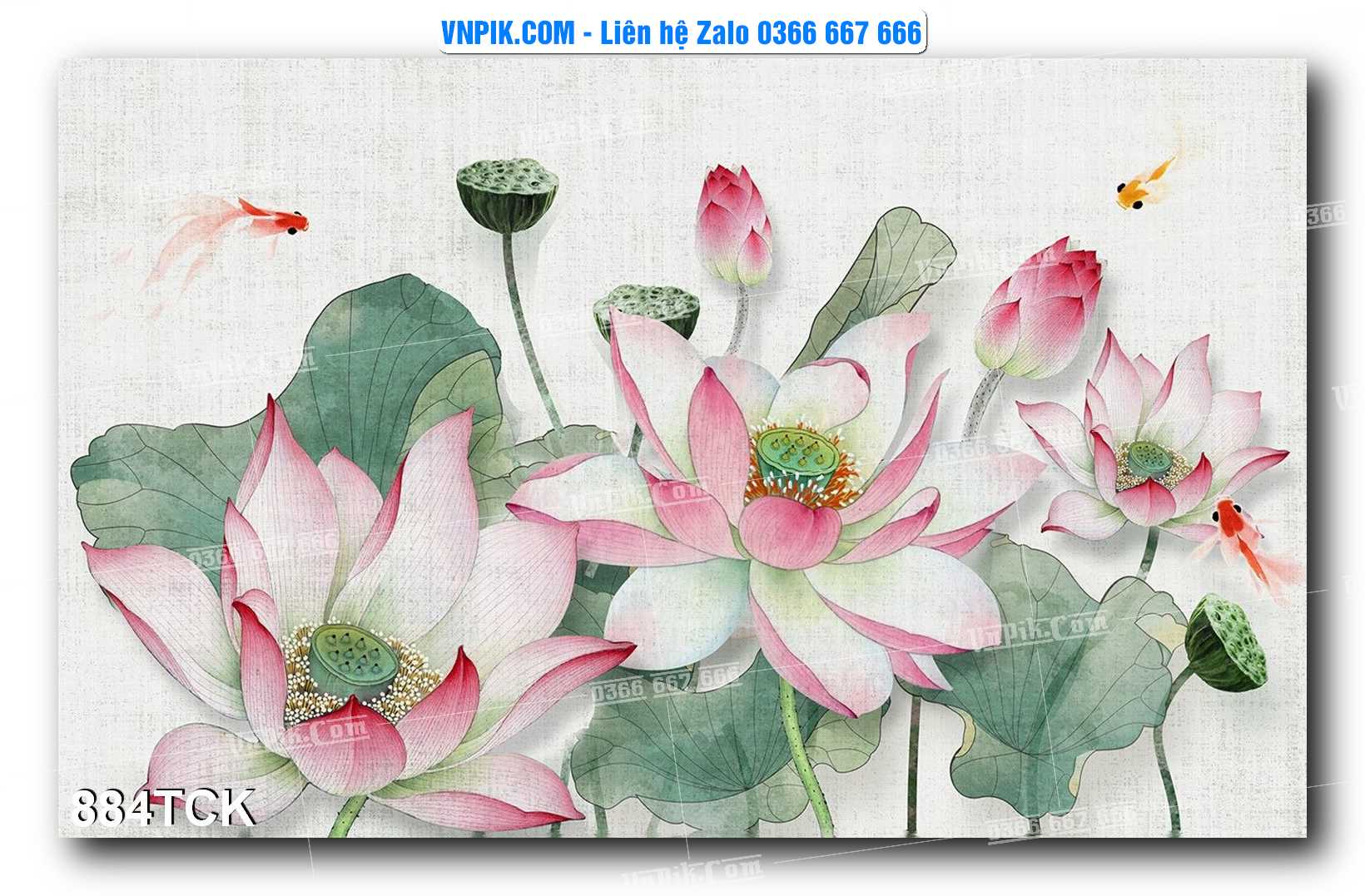 Tranh Hoa Sen – Cá Koi – Cá Chép 884TCK