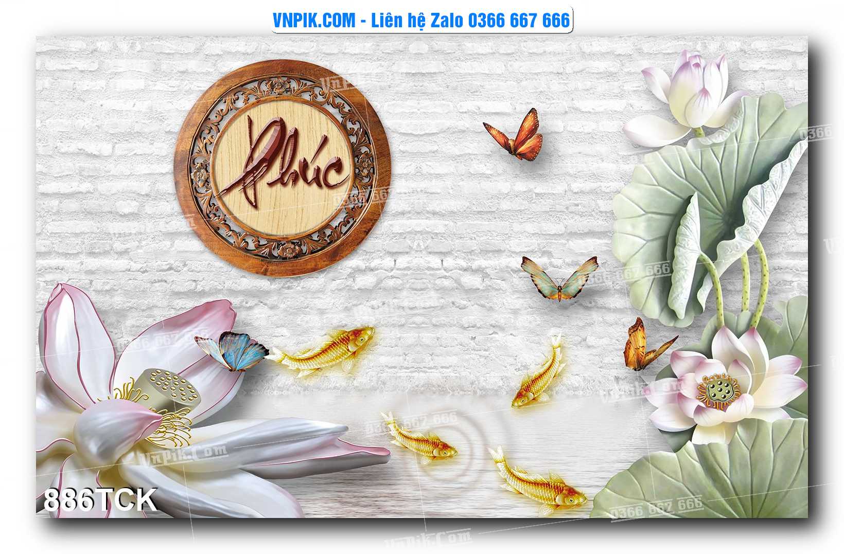 Tranh Hoa Sen – Cá Koi – Cá Chép 886TCK