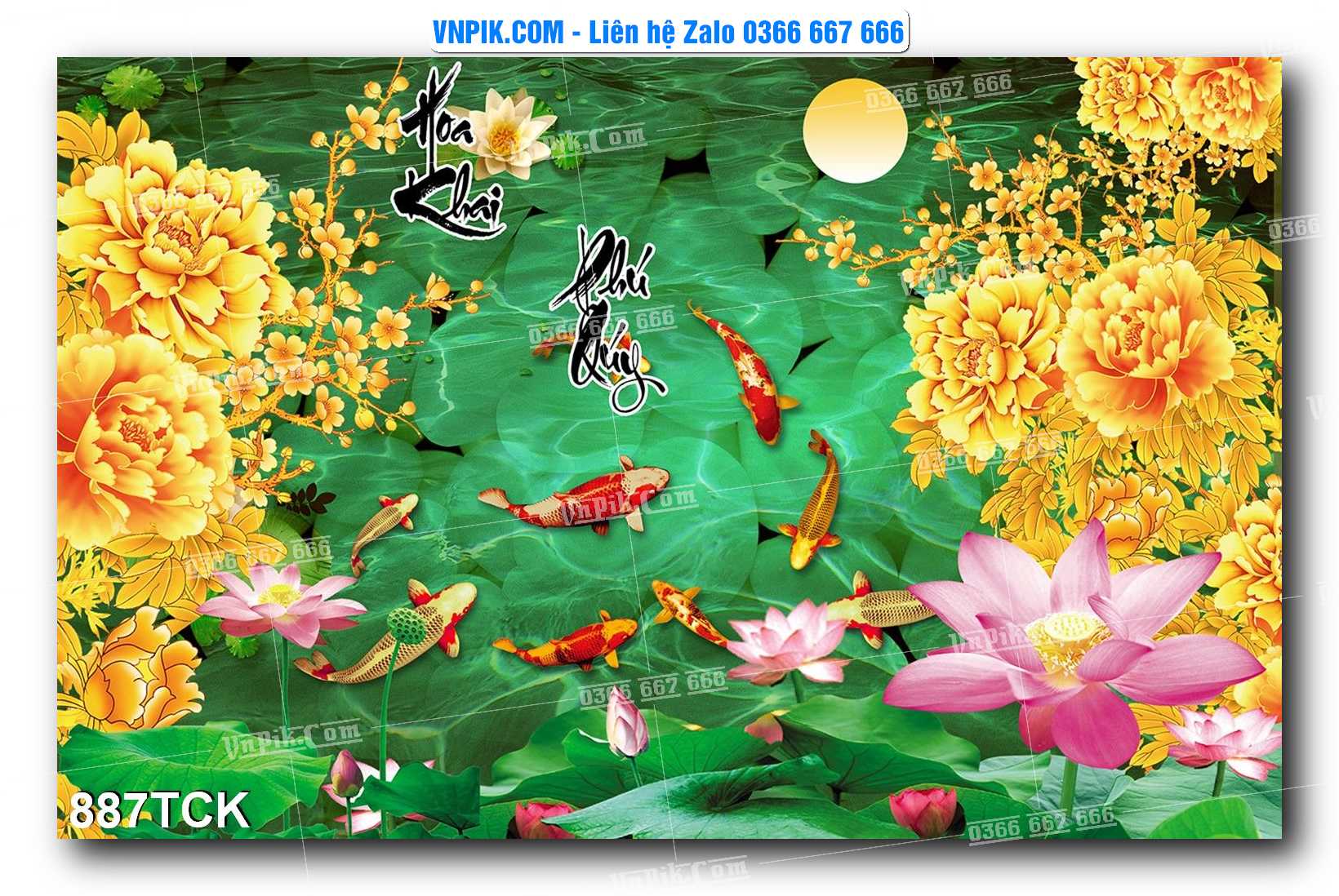 Tranh Hoa Sen – Cá Koi – Cá Chép 887TCK
