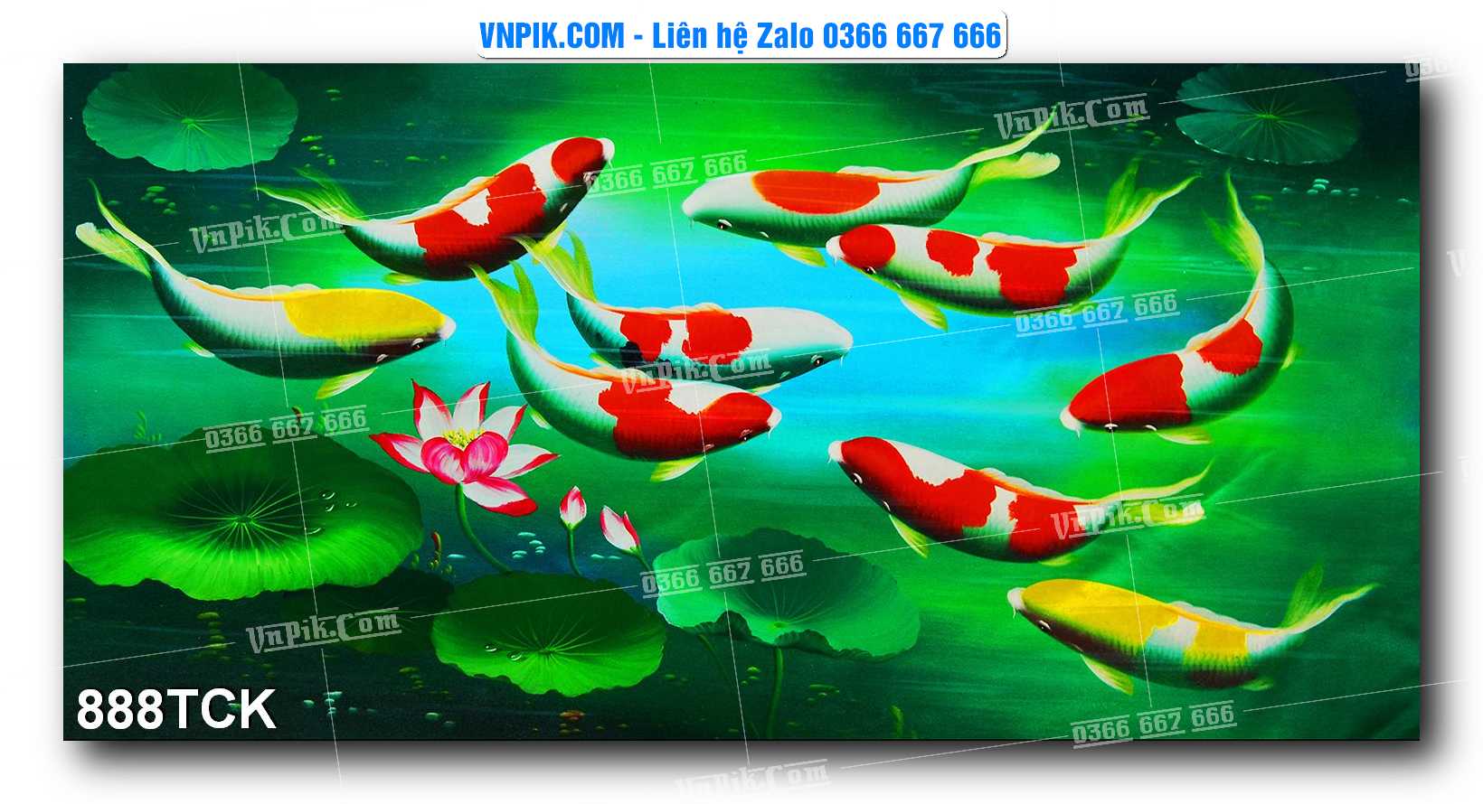 Tranh Hoa Sen – Cá Koi – Cá Chép 888TCK