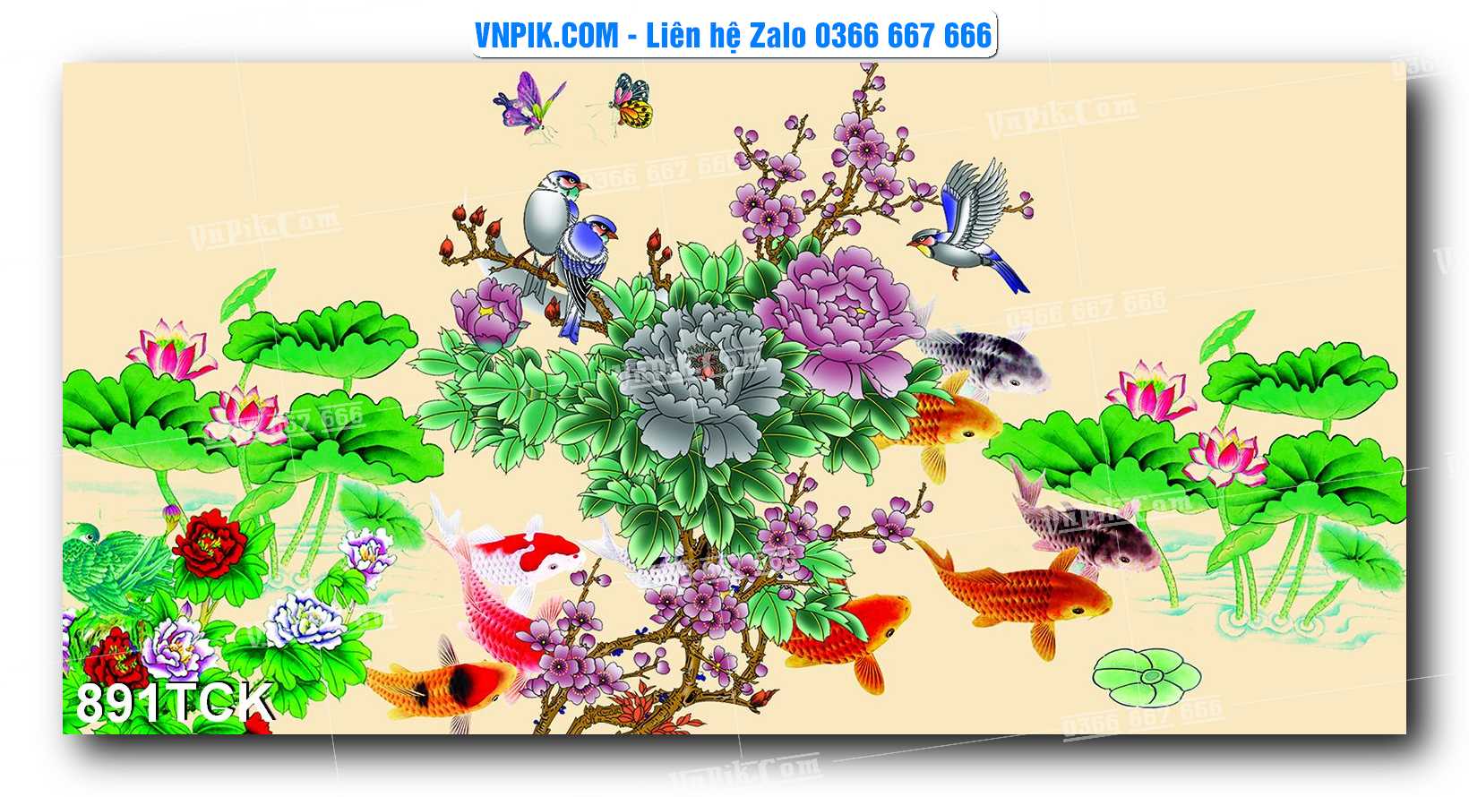Tranh Hoa Sen – Cá Koi – Cá Chép 891TCK