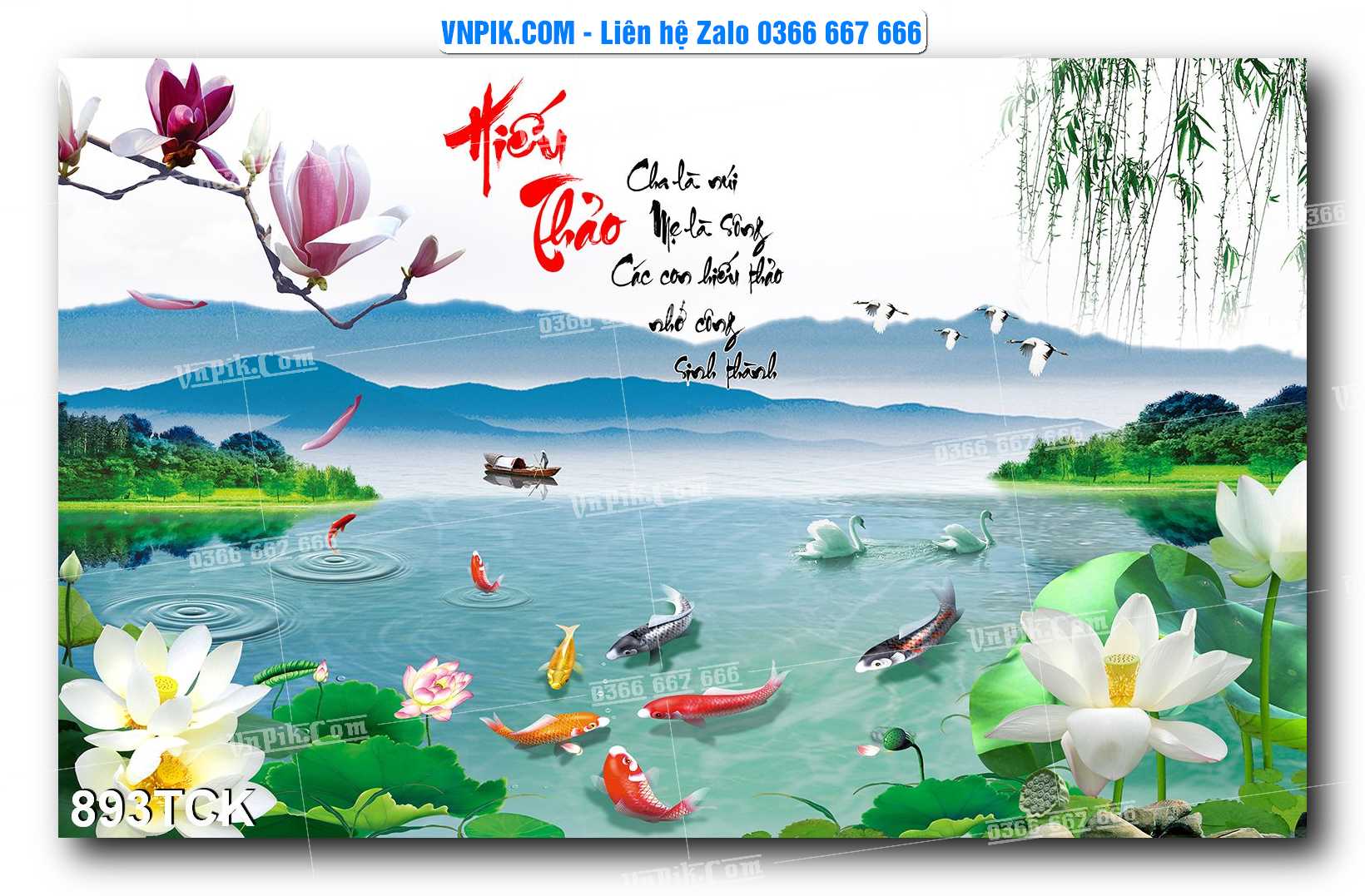 Tranh Hoa Sen – Cá Koi – Cá Chép 893TCK