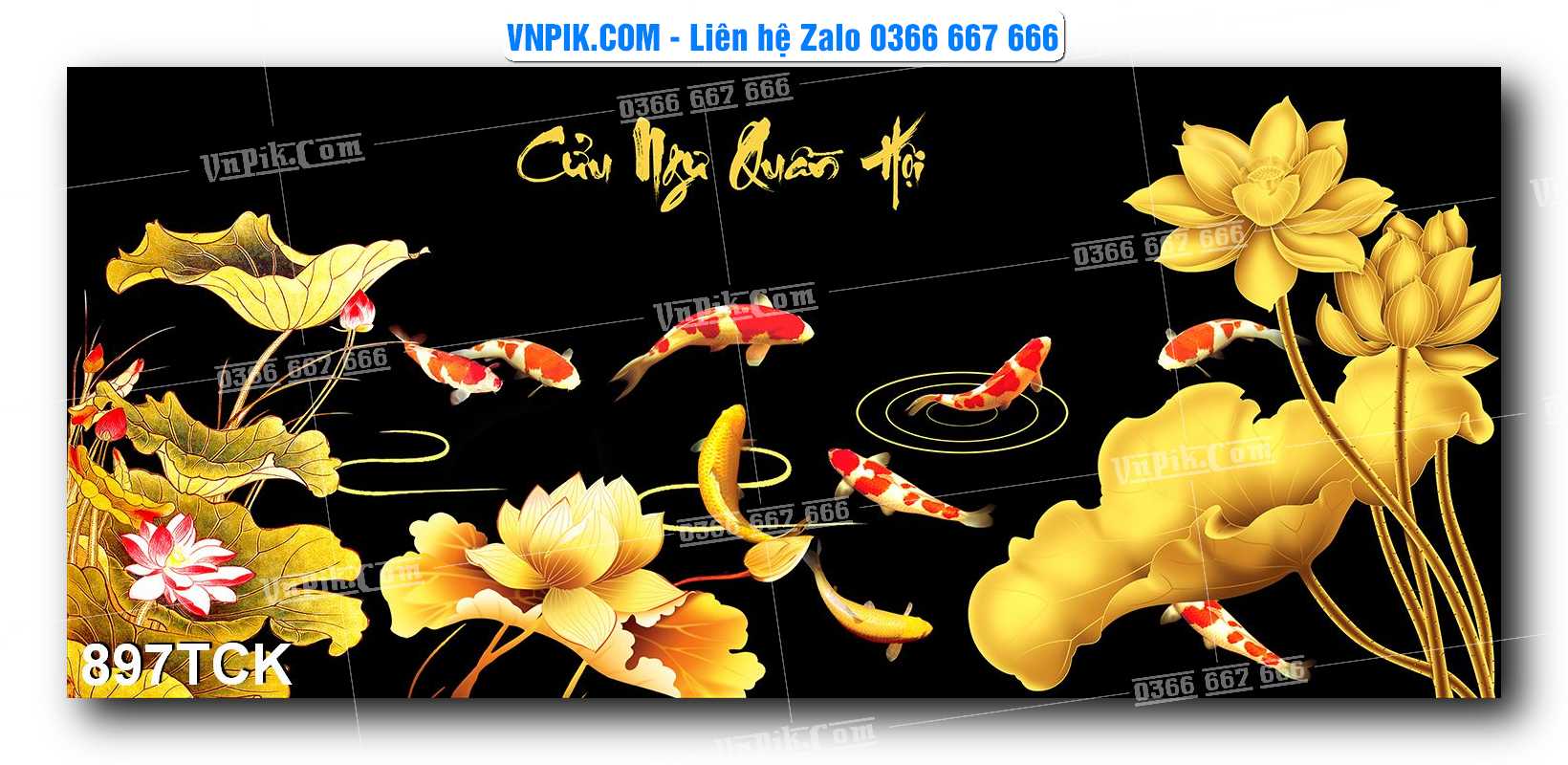 Tranh Hoa Sen – Cá Koi – Cá Chép 897TCK