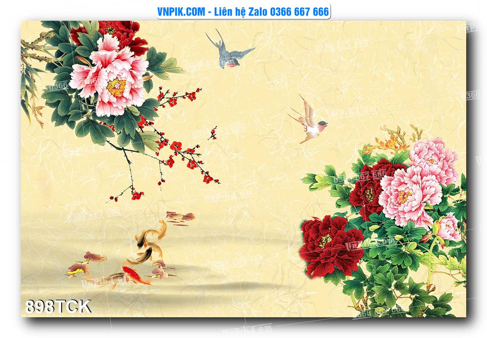 Tranh Hoa Sen – Cá Koi – Cá Chép 898TCK