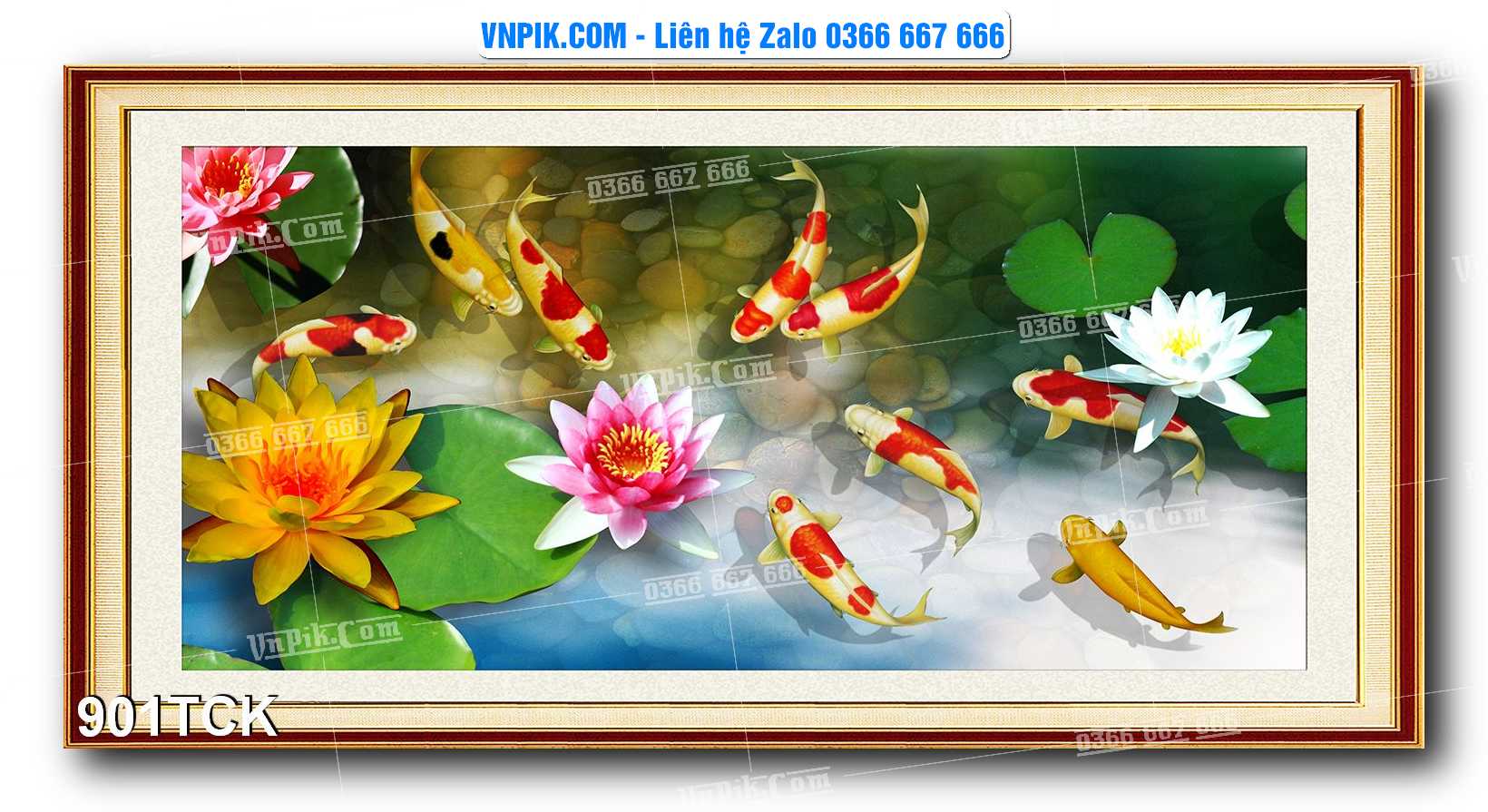 Tranh Hoa Sen – Cá Koi – Cá Chép 901TCK