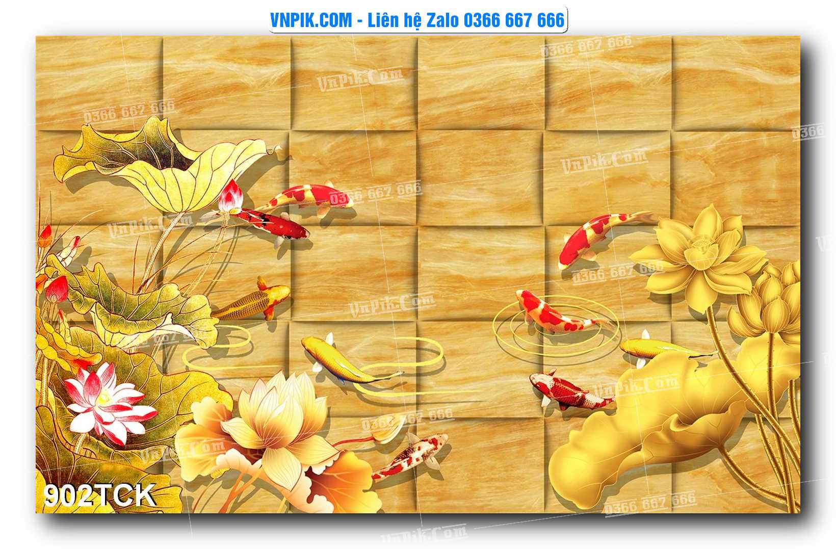 Tranh Hoa Sen – Cá Koi – Cá Chép 902TCK