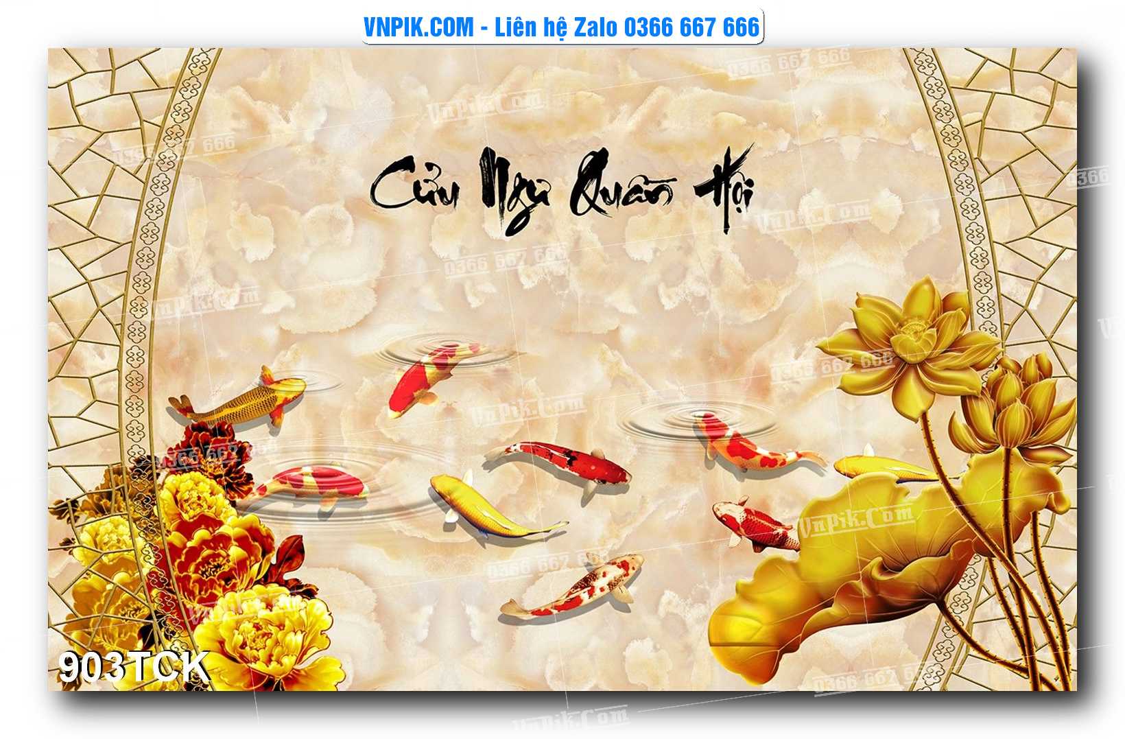 Tranh Hoa Sen – Cá Koi – Cá Chép 903TCK