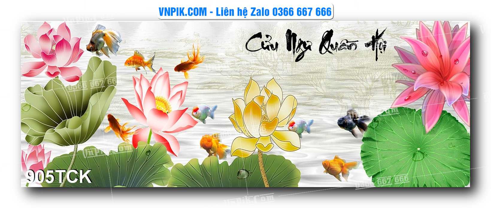 Tranh Hoa Sen – Cá Koi – Cá Chép 905TCK