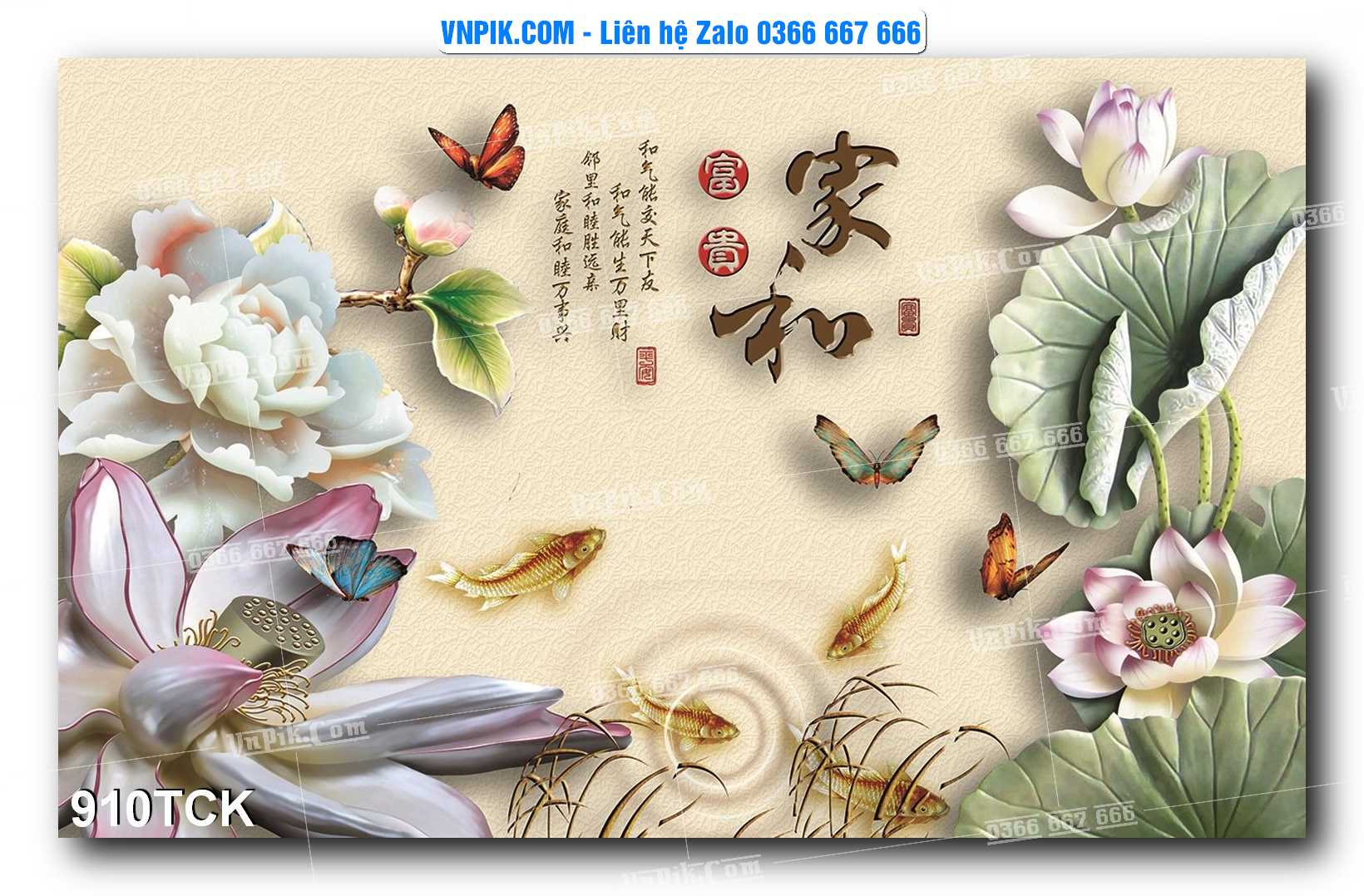 Tranh Hoa Sen – Cá Koi – Cá Chép 910TCK
