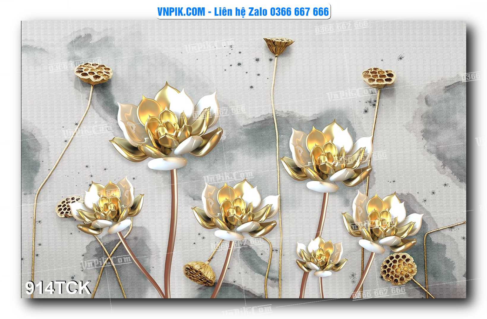 Tranh Hoa Sen – Cá Koi – Cá Chép 914TCK