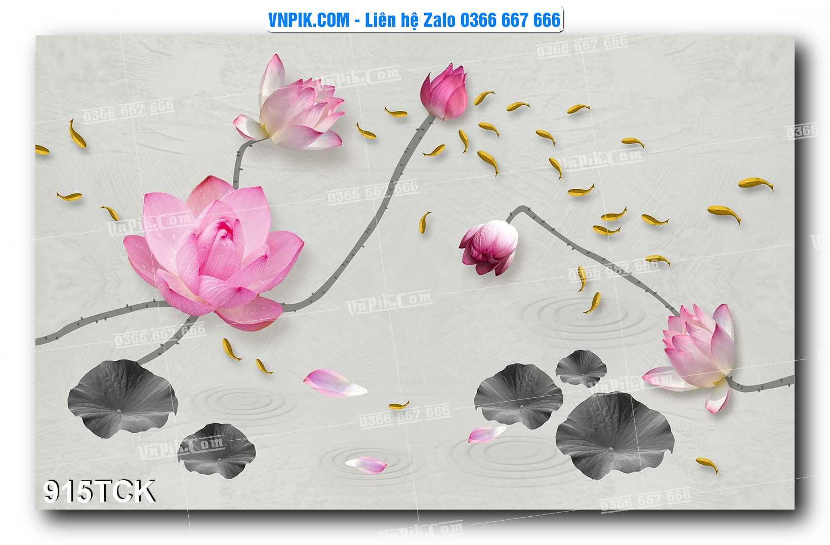 Tranh Hoa Sen – Cá Koi – Cá Chép 912TCK