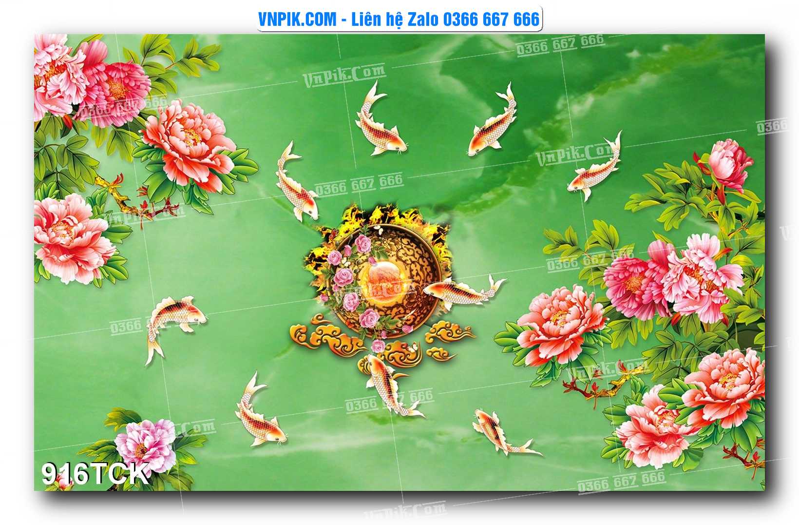 Tranh Hoa Sen – Cá Koi – Cá Chép 916TCK