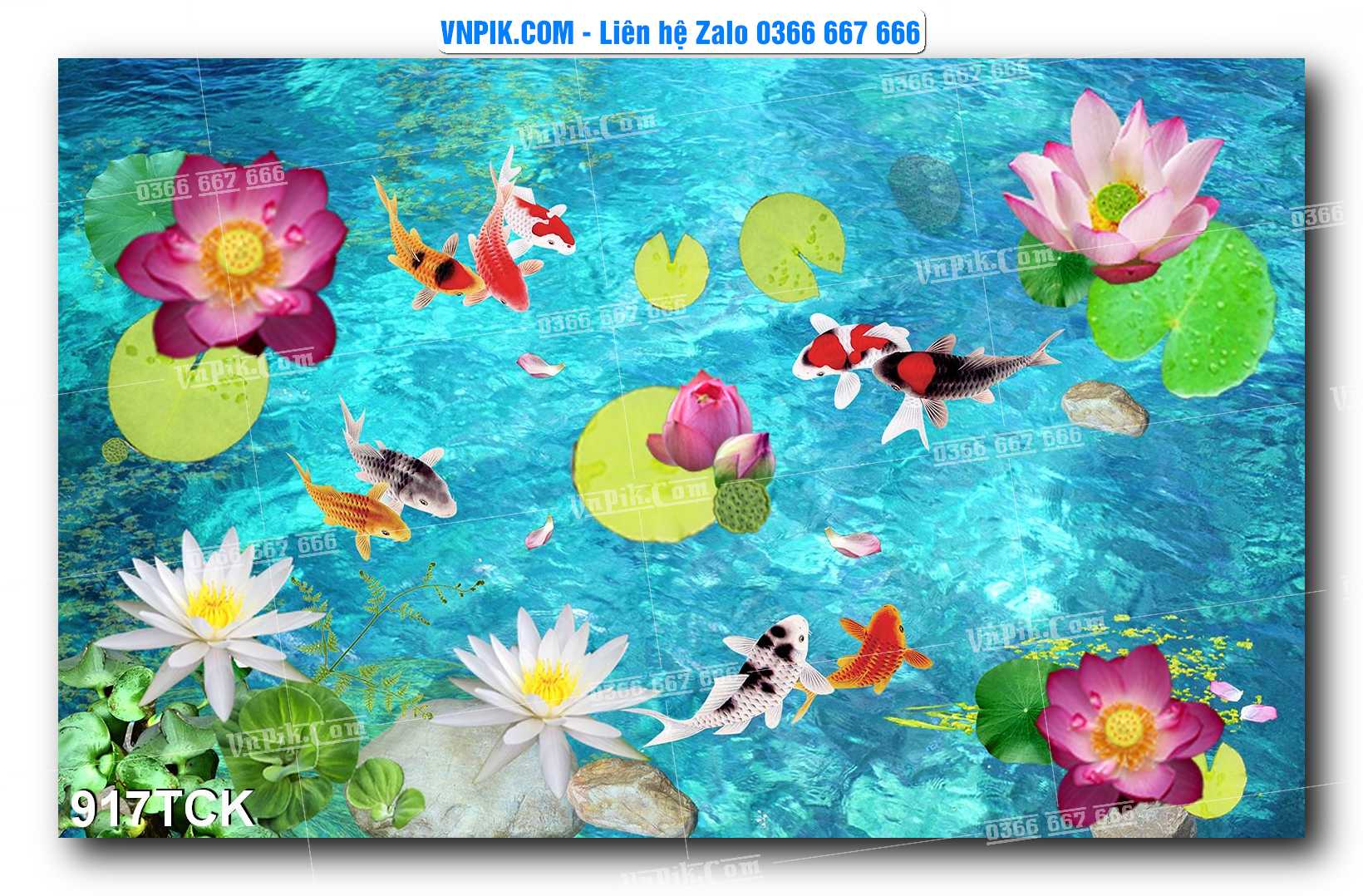 Tranh Hoa Sen – Cá Koi – Cá Chép 917TCK