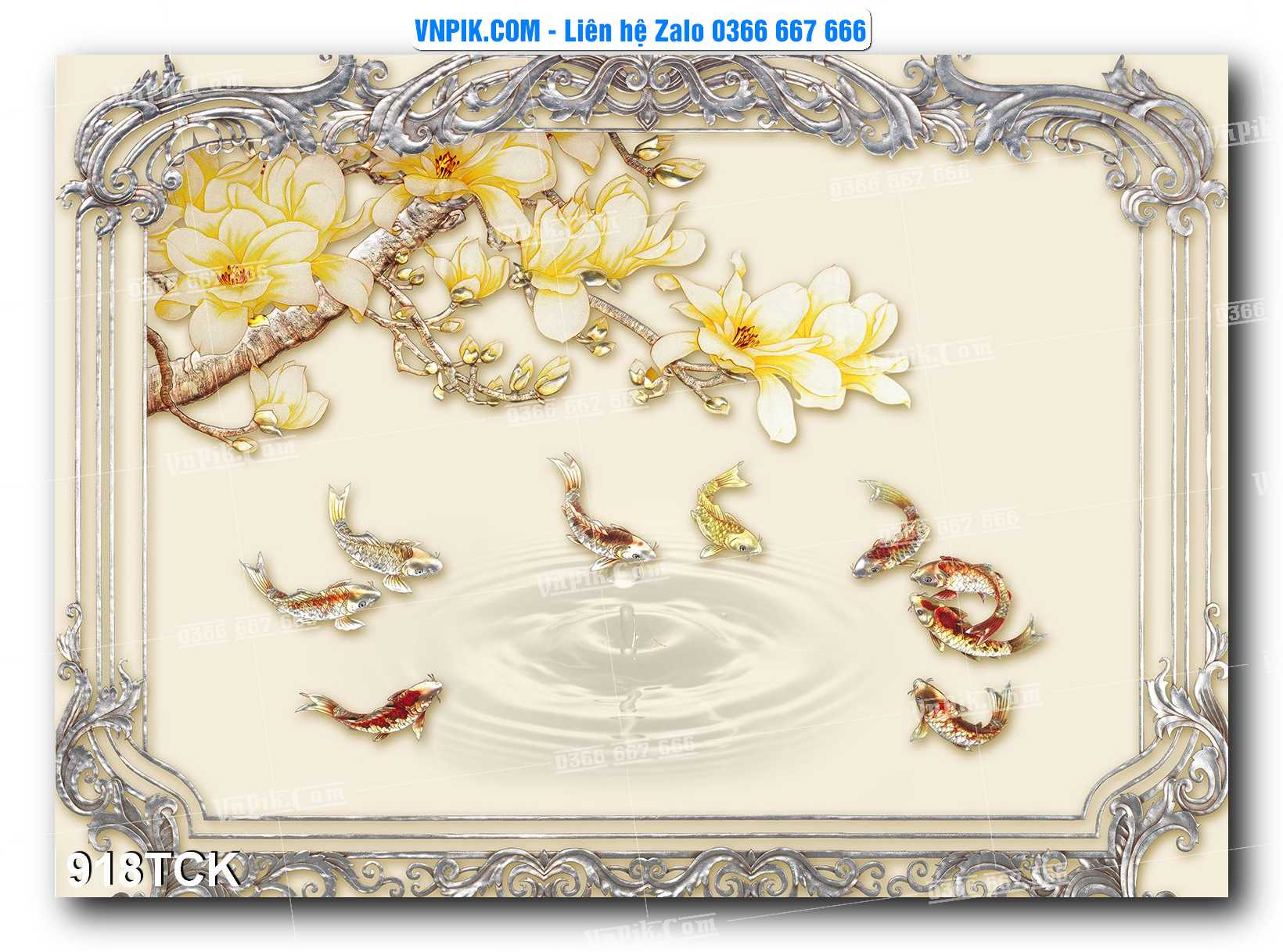 Tranh Hoa Sen – Cá Koi – Cá Chép 918TCK