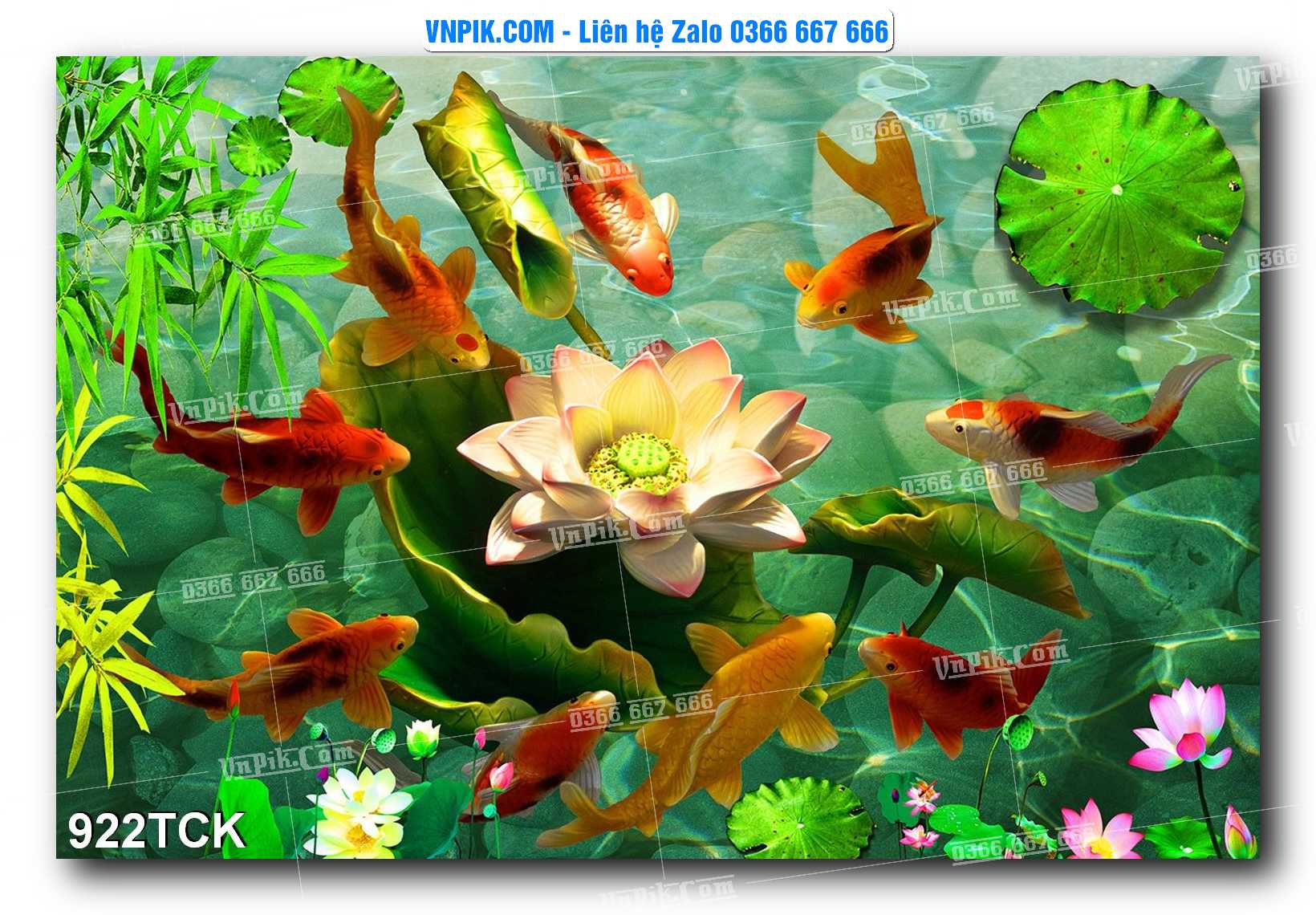 Tranh Hoa Sen – Cá Koi – Cá Chép 919TCK