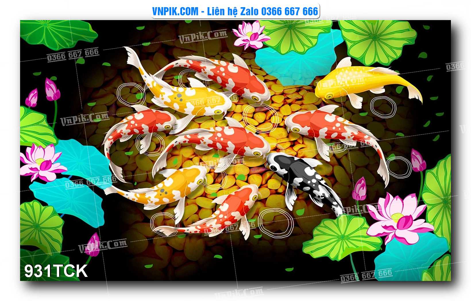 Tranh Hoa Sen – Cá Koi – Cá Chép 931TCK