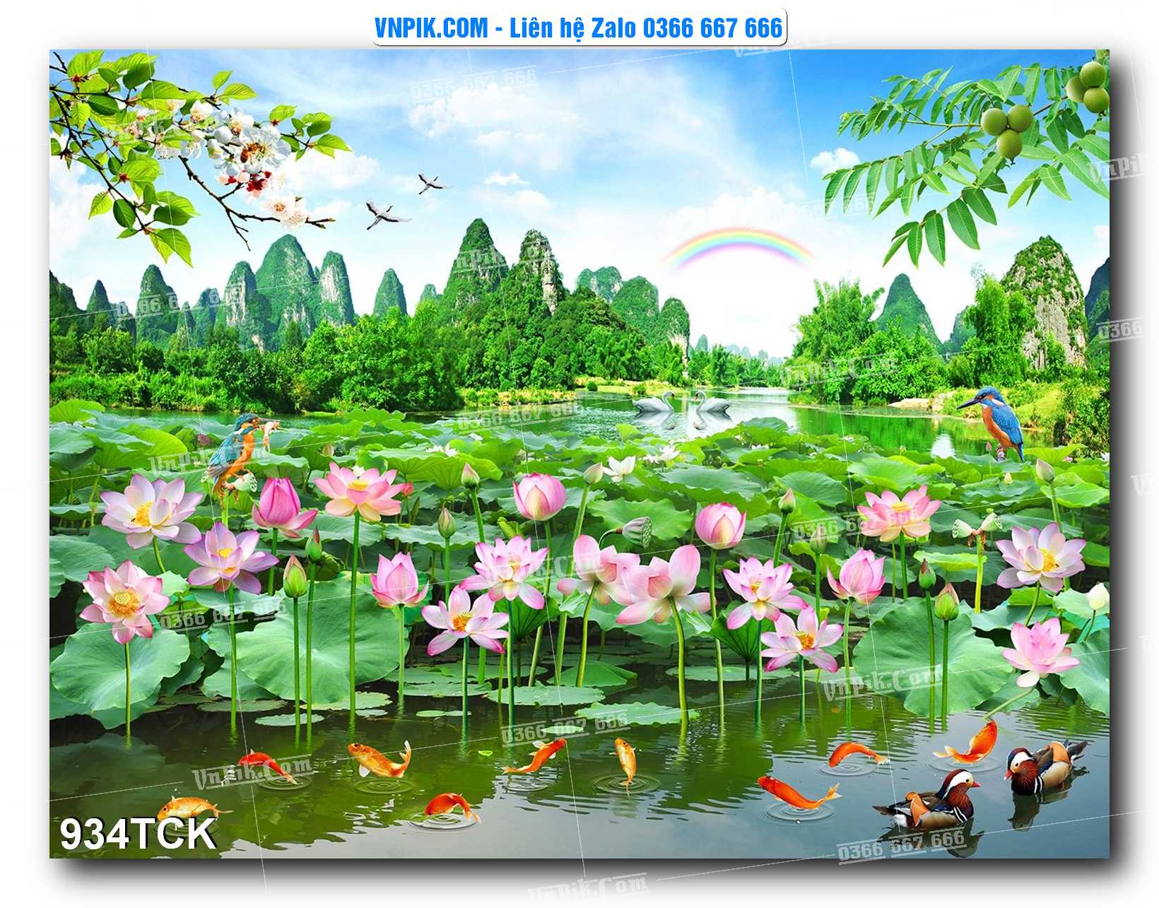 Tranh Hoa Sen – Cá Koi – Cá Chép 931TCK