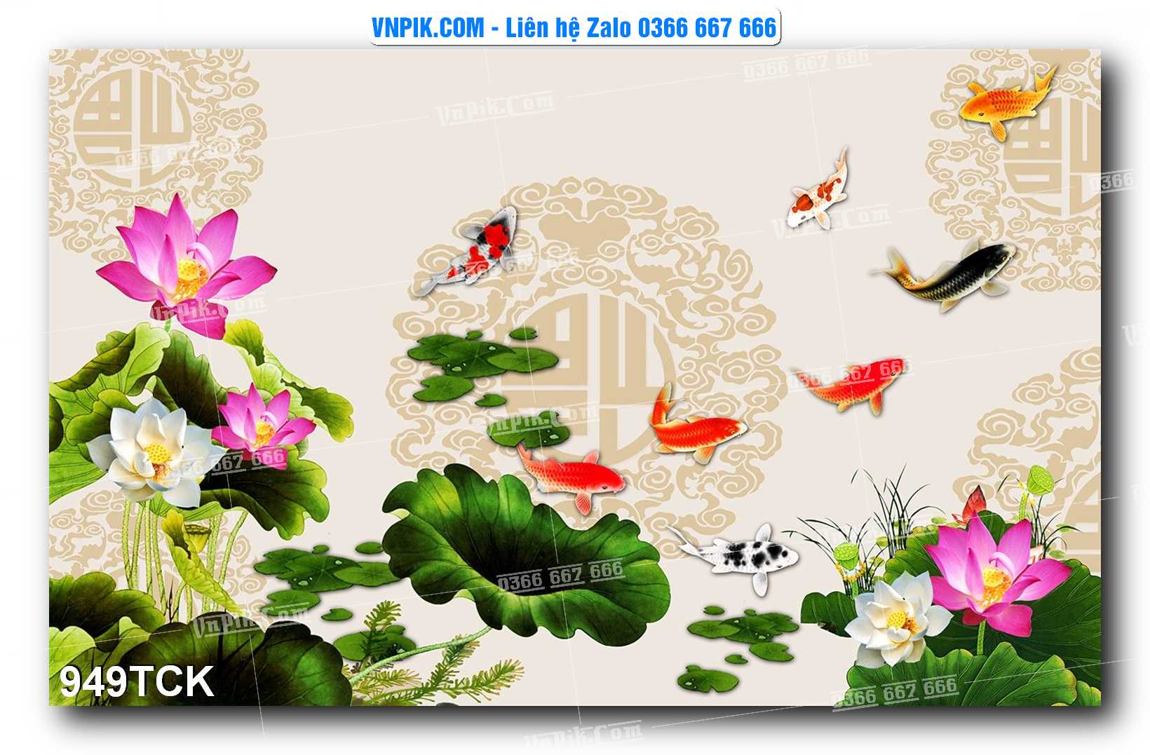 Tranh Hoa Sen – Cá Koi – Cá Chép 949TCK