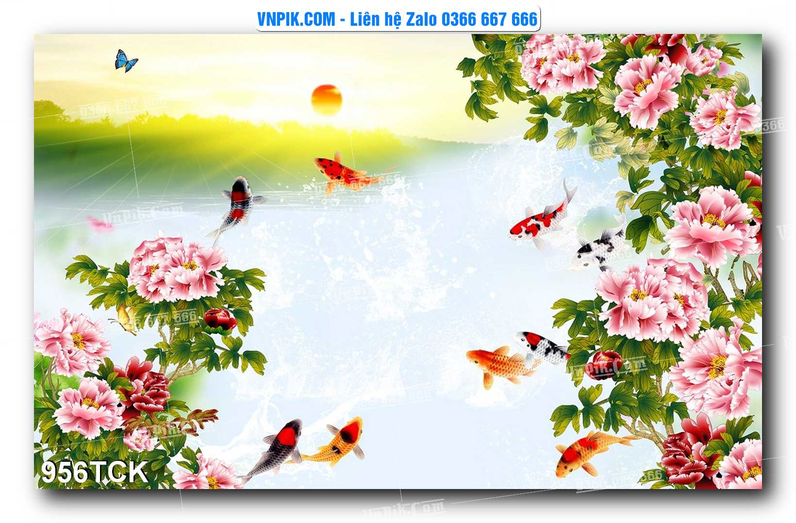 Tranh Hoa Sen – Cá Koi – Cá Chép 953TCK
