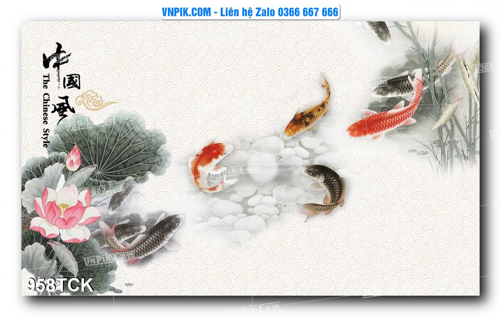 Tranh Hoa Sen – Cá Koi – Cá Chép 958TCK
