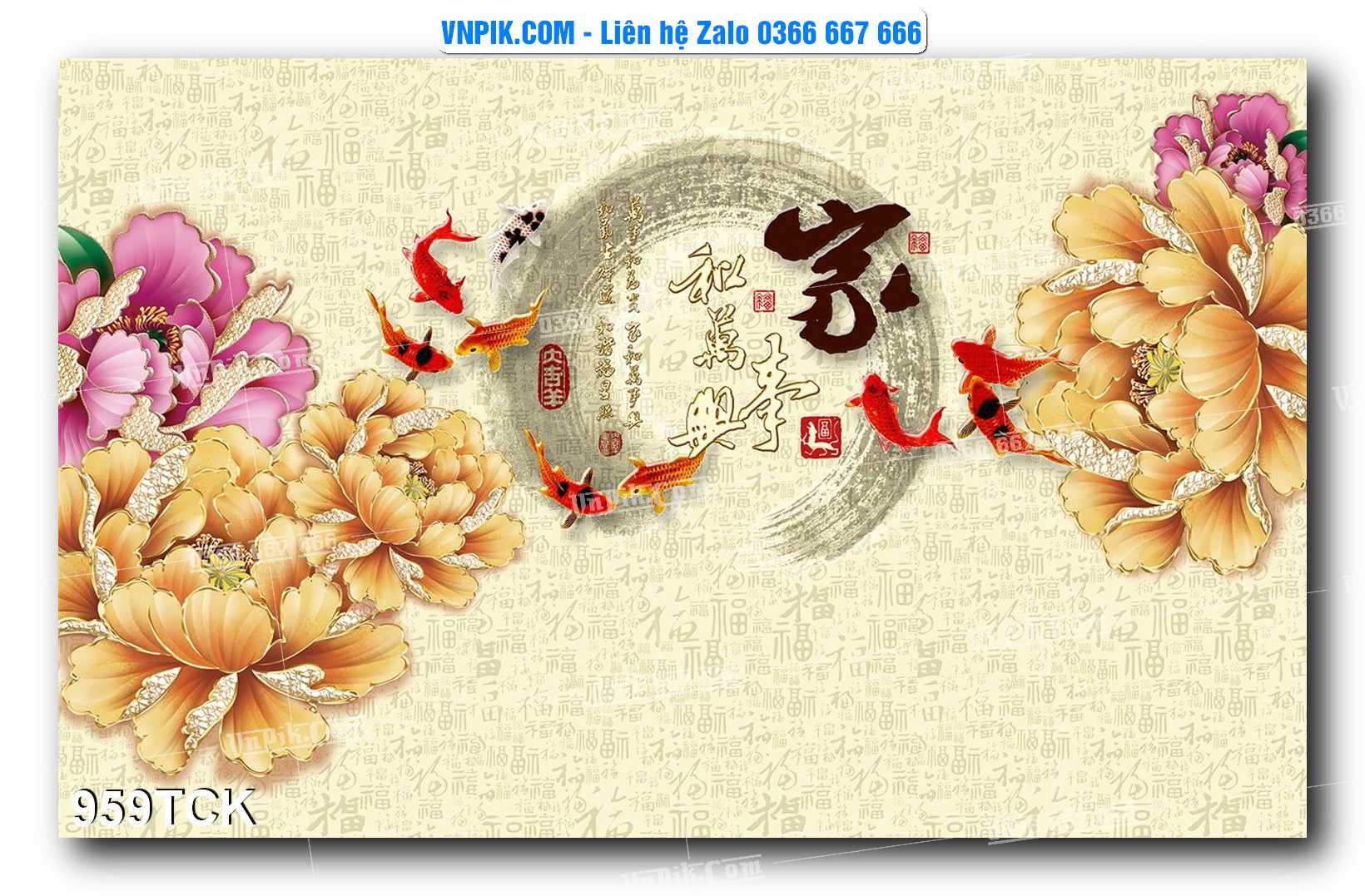 Tranh Hoa Sen – Cá Koi – Cá Chép 956TCK