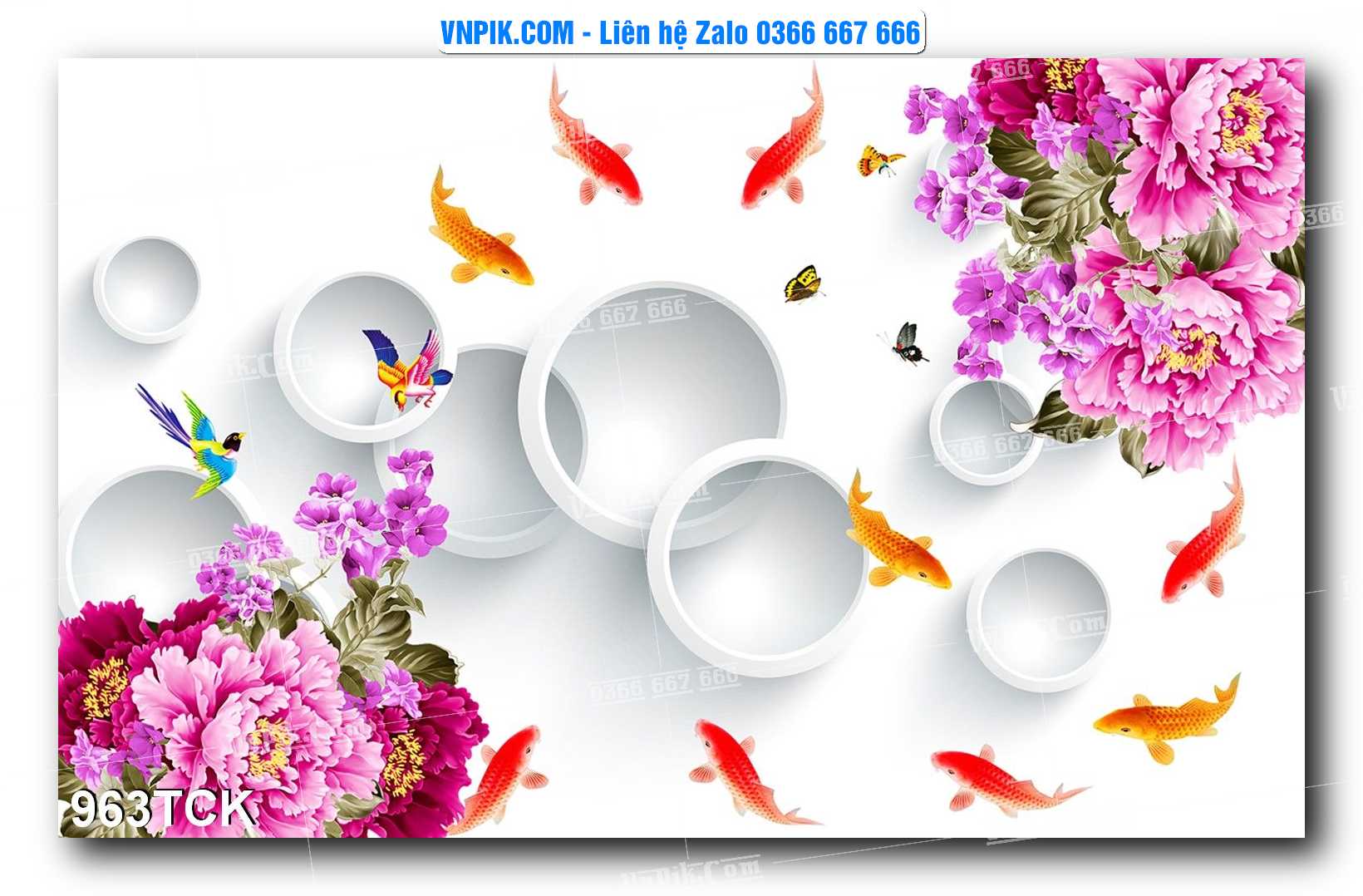 Tranh Hoa Sen – Cá Koi – Cá Chép 963TCK