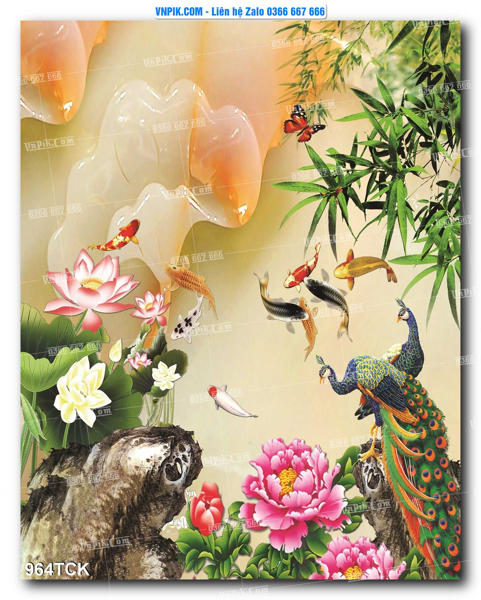 Tranh Hoa Sen – Cá Koi – Cá Chép 961TCK
