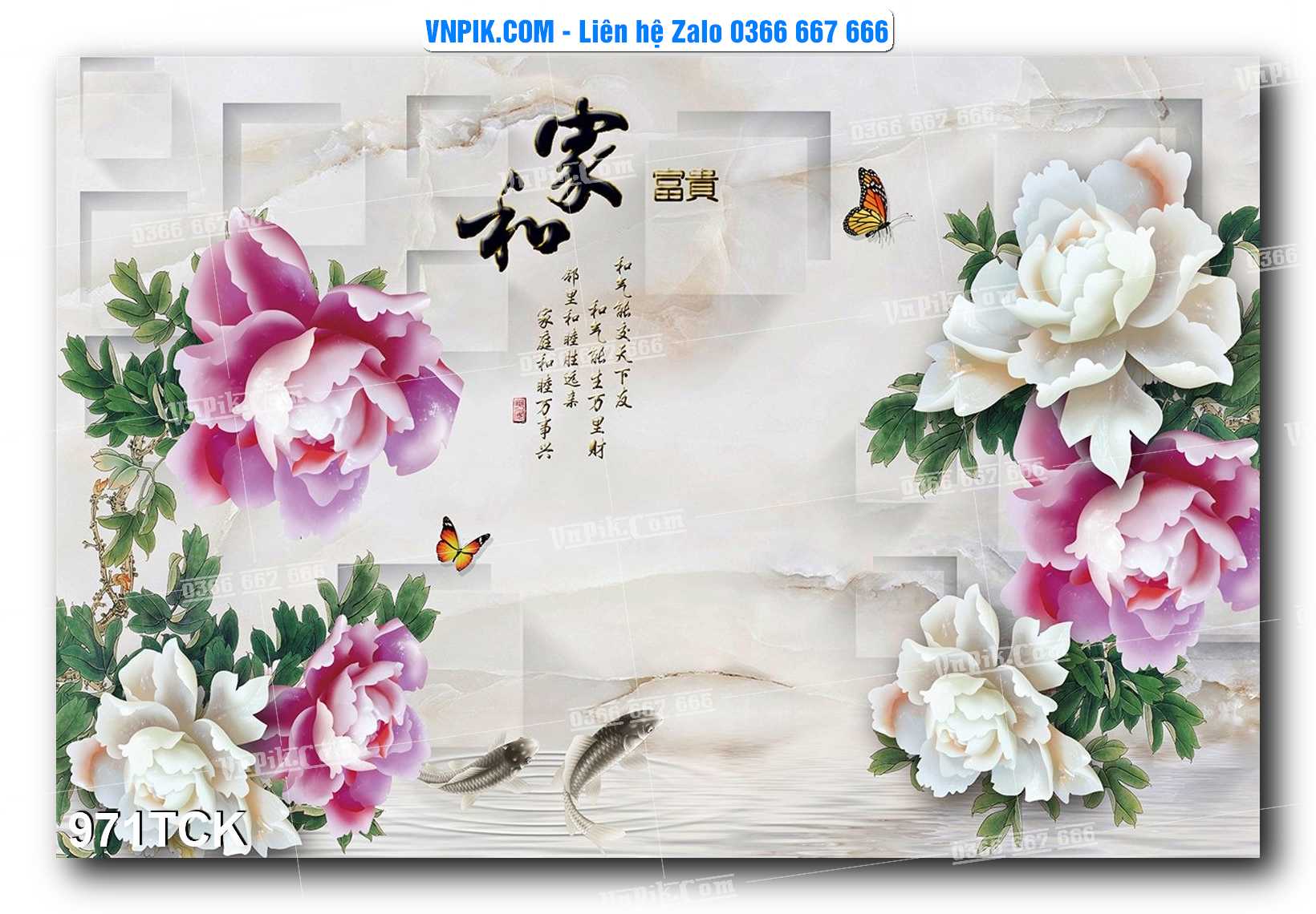 Tranh Hoa Sen – Cá Koi – Cá Chép 971TCK