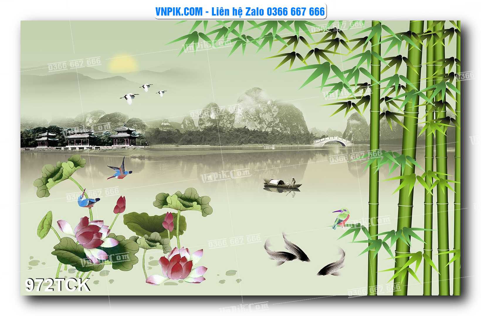 Tranh Hoa Sen – Cá Koi – Cá Chép 969TCK