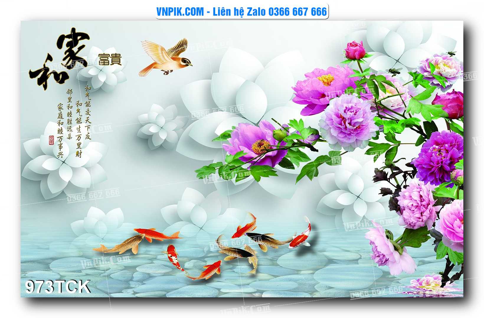 Tranh Hoa Sen – Cá Koi – Cá Chép 973TCK