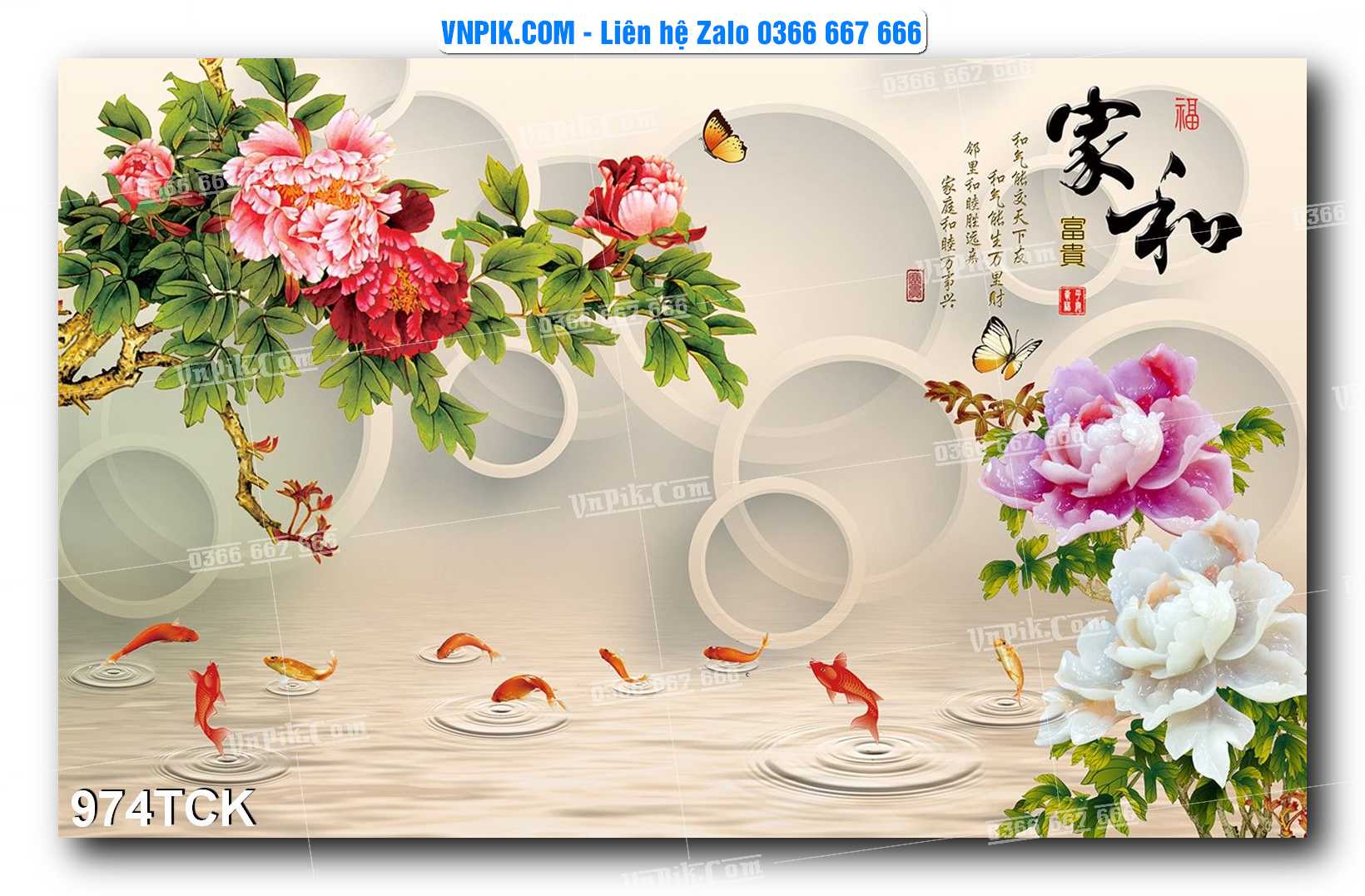 Tranh Hoa Sen – Cá Koi – Cá Chép 971TCK