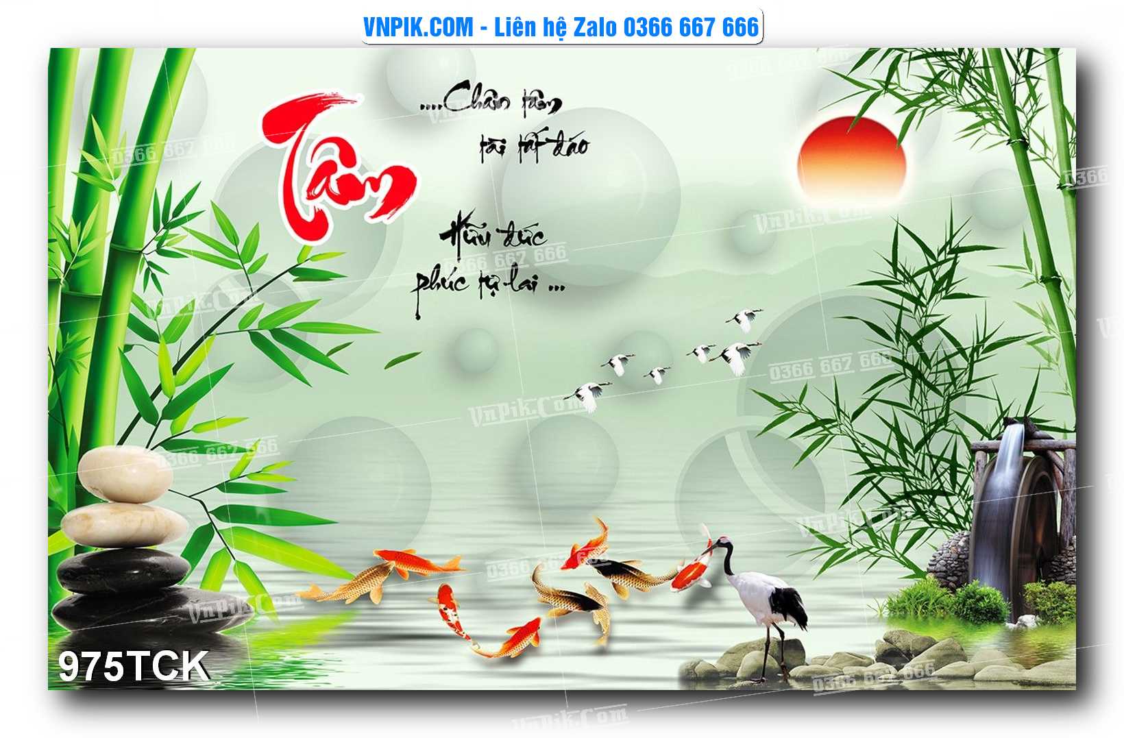 Tranh Hoa Sen – Cá Koi – Cá Chép 975TCK