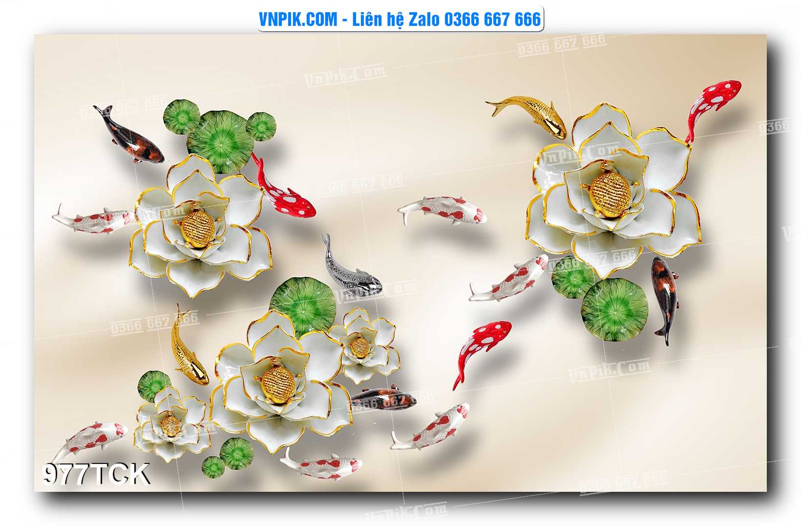 Tranh Hoa Sen – Cá Koi – Cá Chép 977TCK
