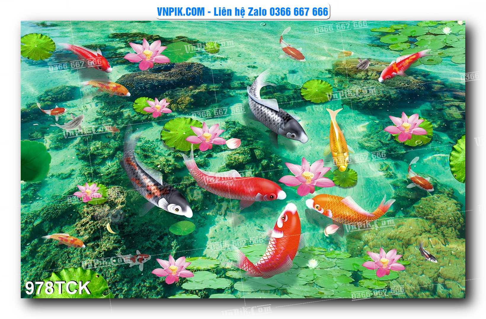 Tranh Hoa Sen – Cá Koi – Cá Chép 978TCK