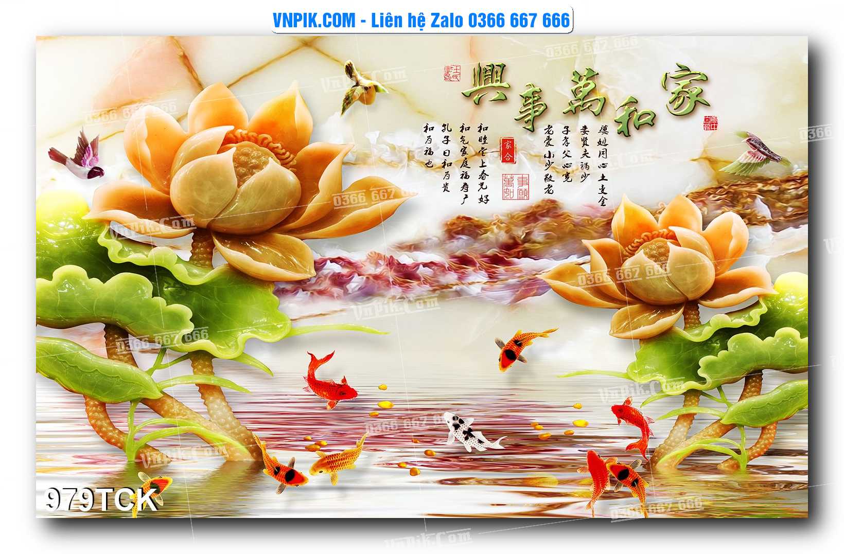 Tranh Hoa Sen – Cá Koi – Cá Chép 979TCK
