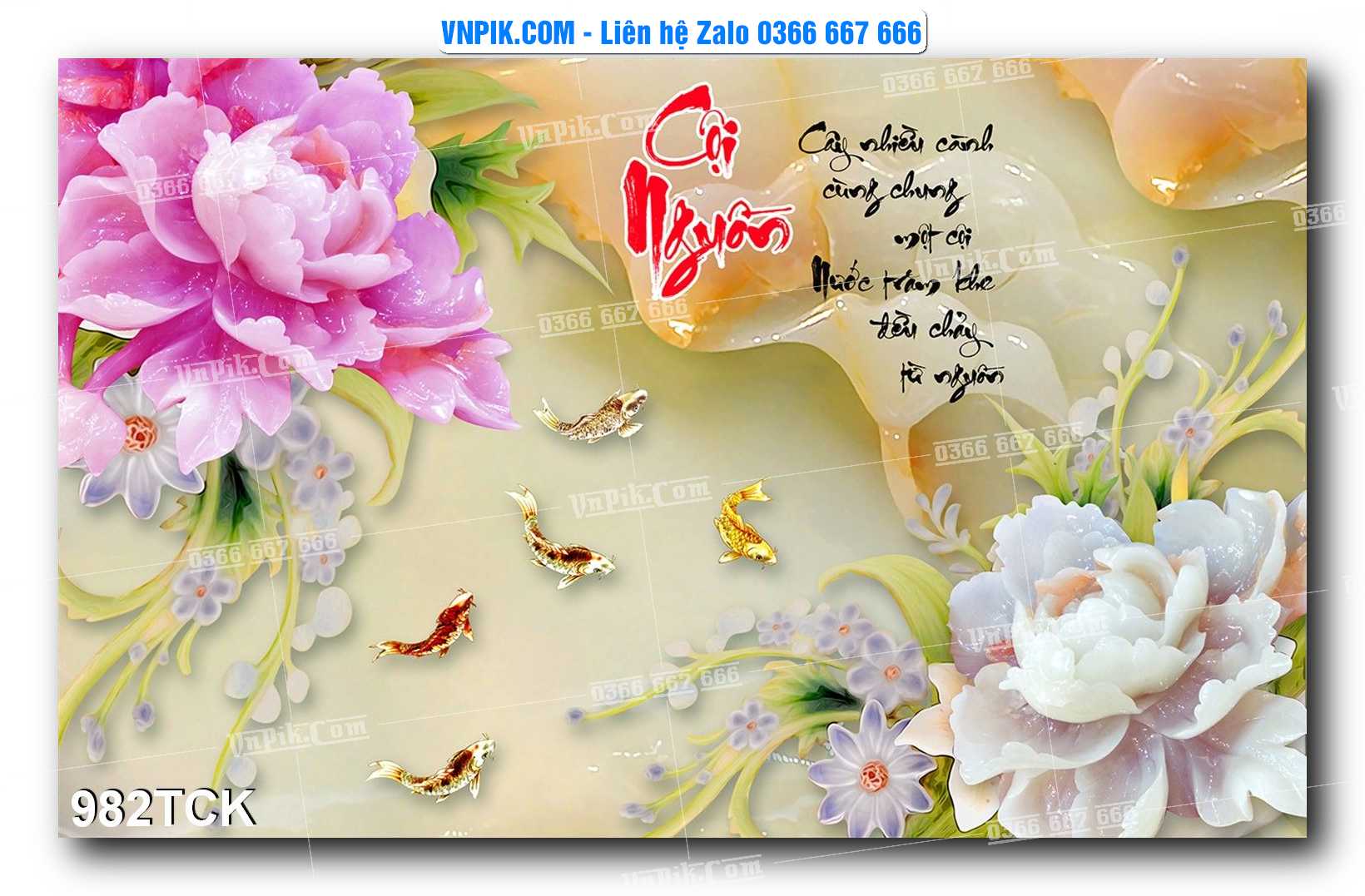 Tranh Hoa Sen – Cá Koi – Cá Chép 982TCK
