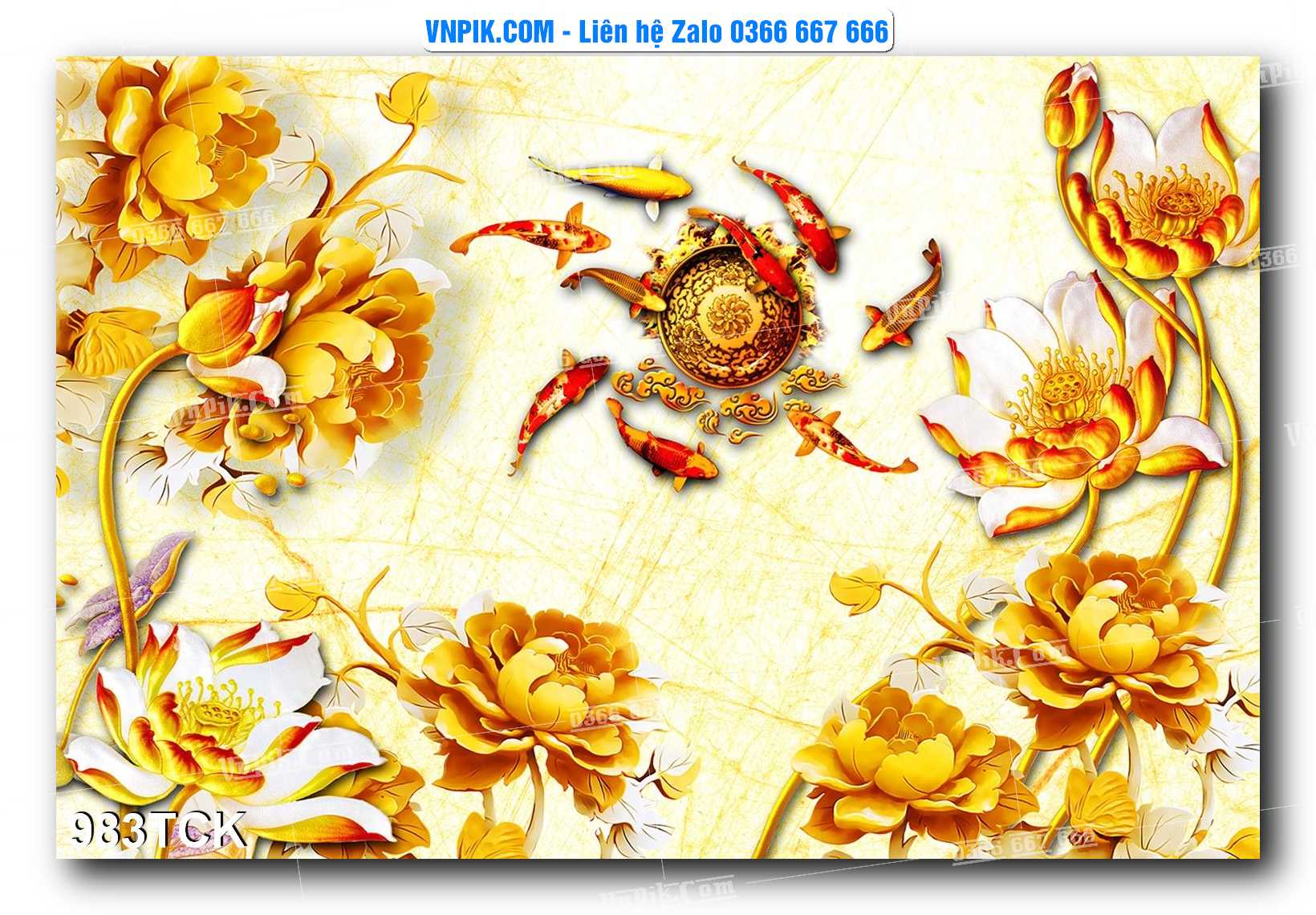 Tranh Hoa Sen – Cá Koi – Cá Chép 983TCK