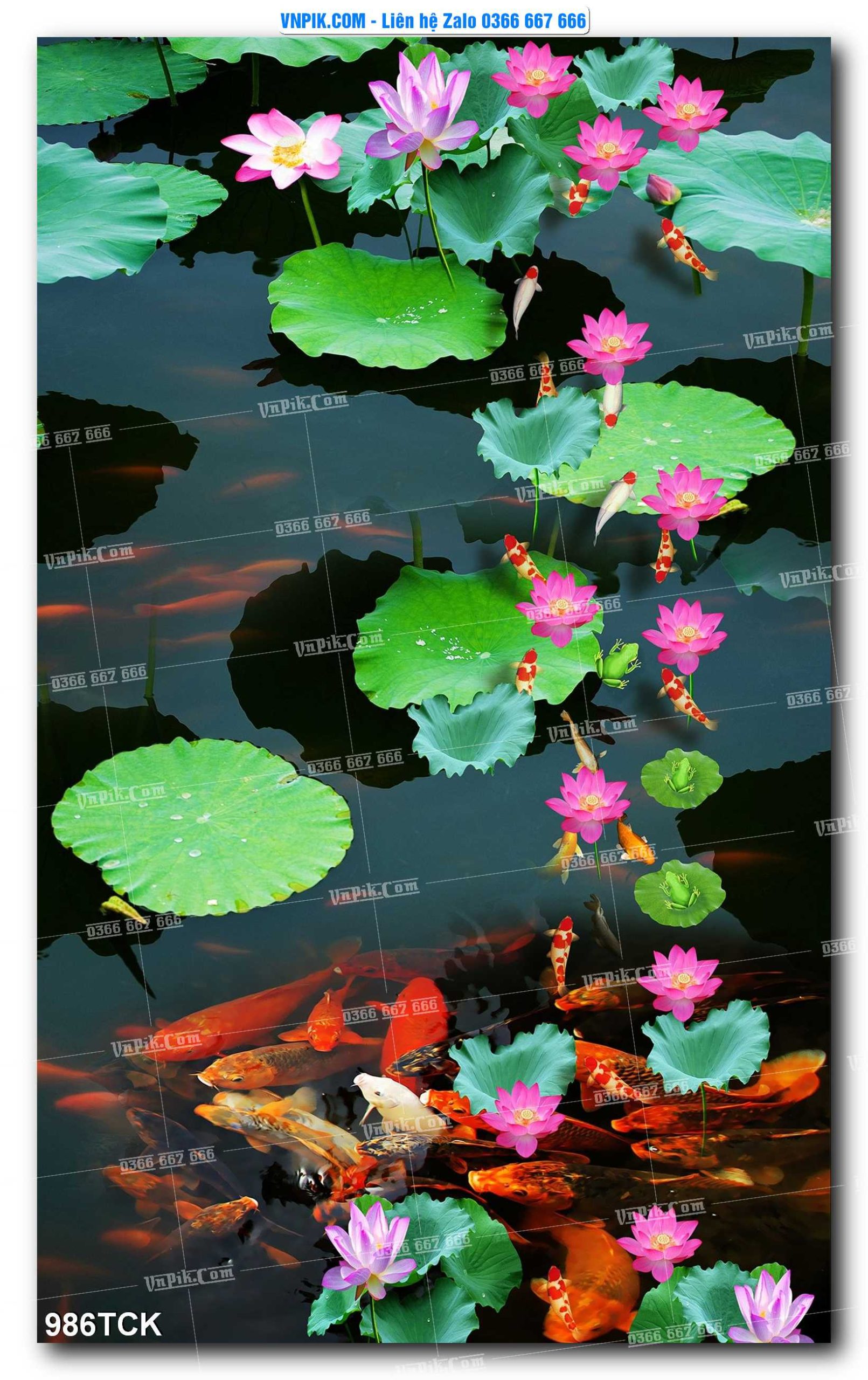 Tranh Hoa Sen – Cá Koi – Cá Chép 986TCK